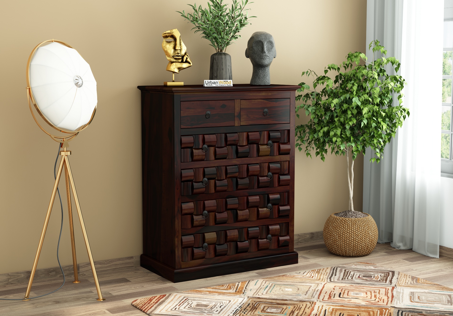 Hover Chest of Drawers ( Walnut Finish )