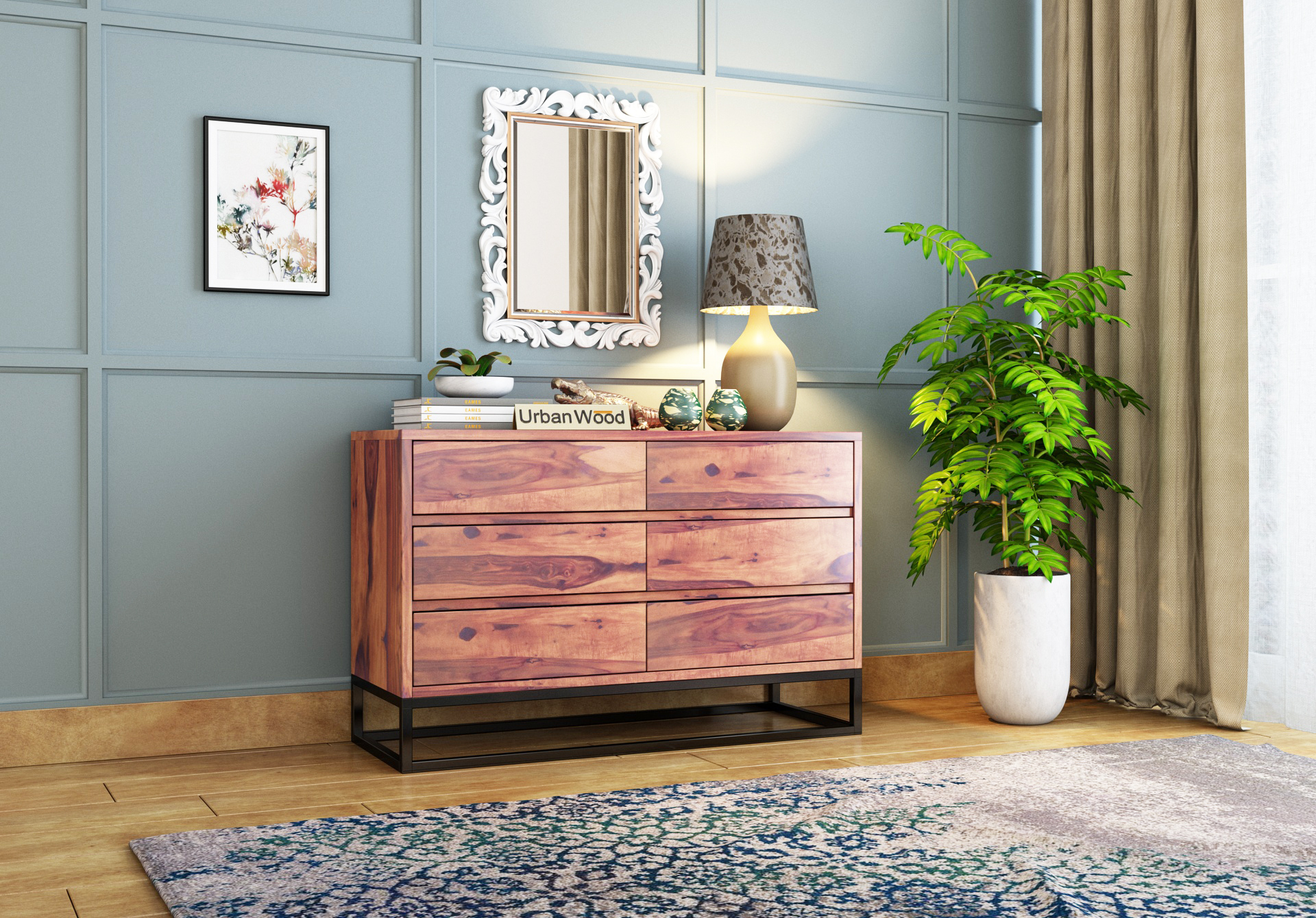 Knit Chest of Drawers <small>( Teak Finish )</small>