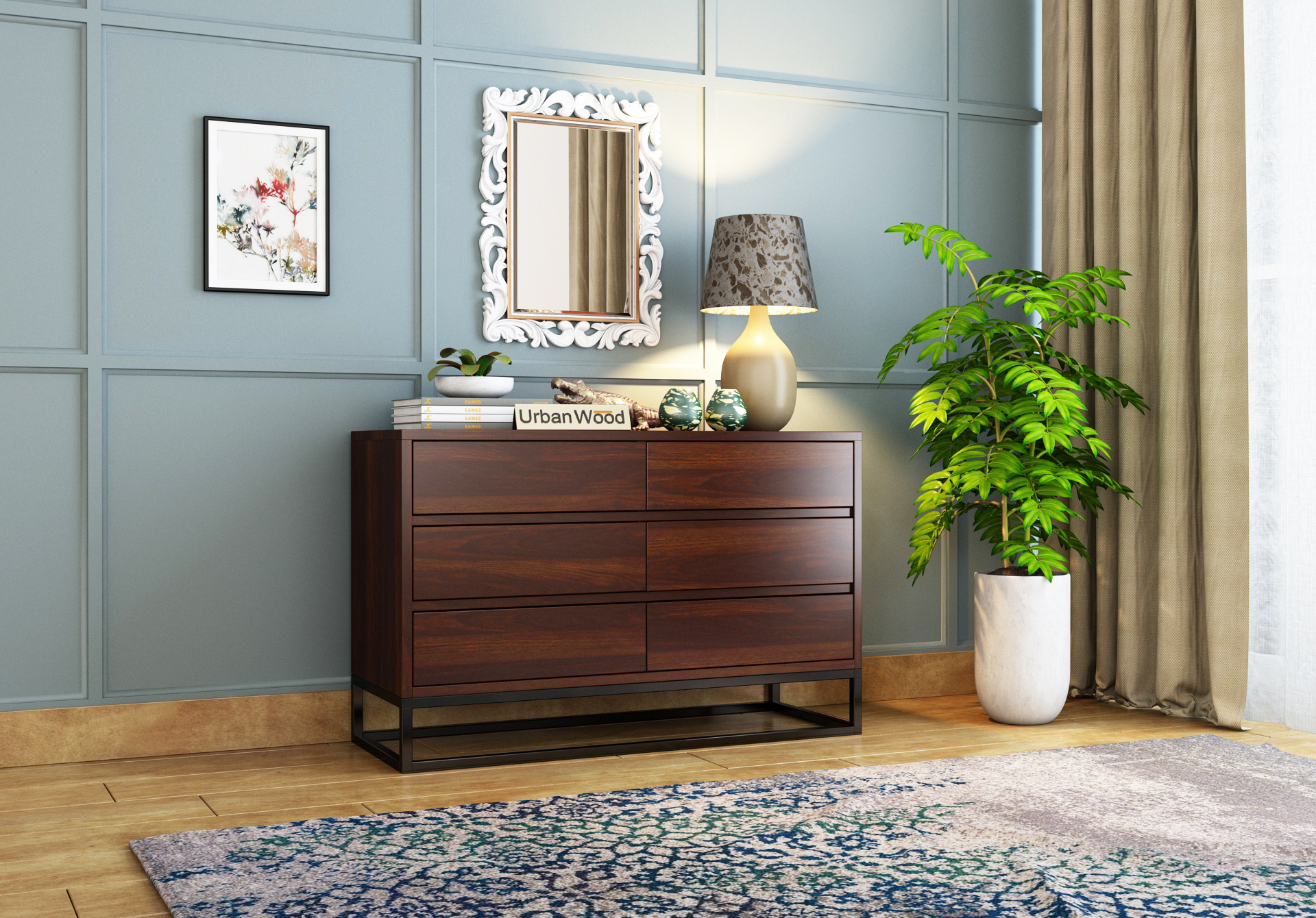 Knit Chest of Drawers ( Walnut Finish )