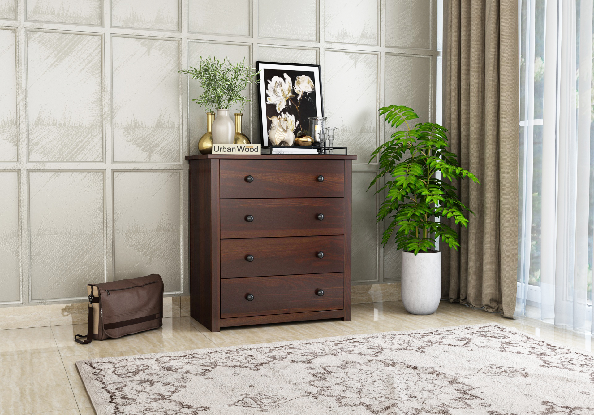 Momento Chest of Drawers <small>( Walnut Finish )</small>