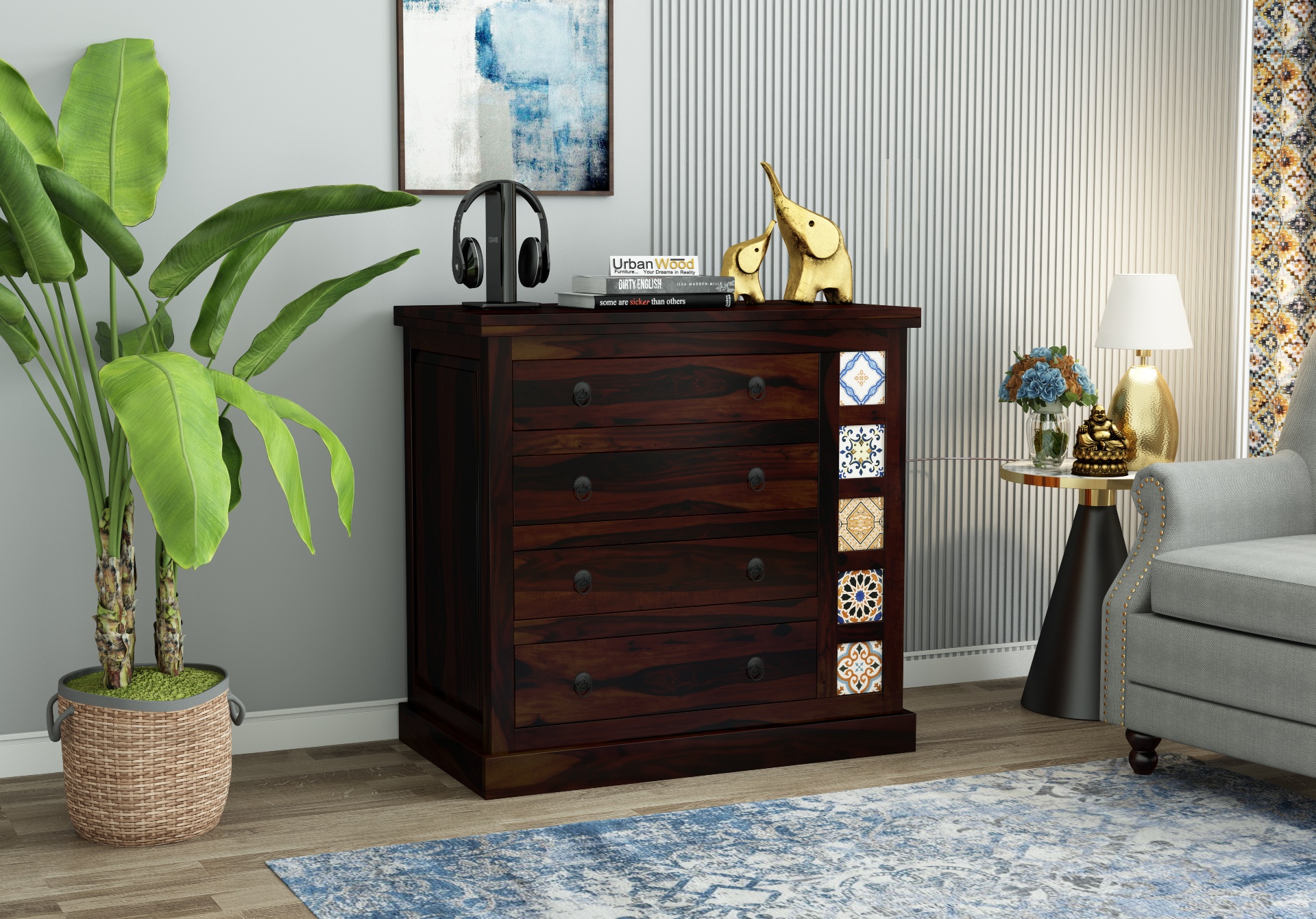 Relay chest of drawers ( Walnut Finish )