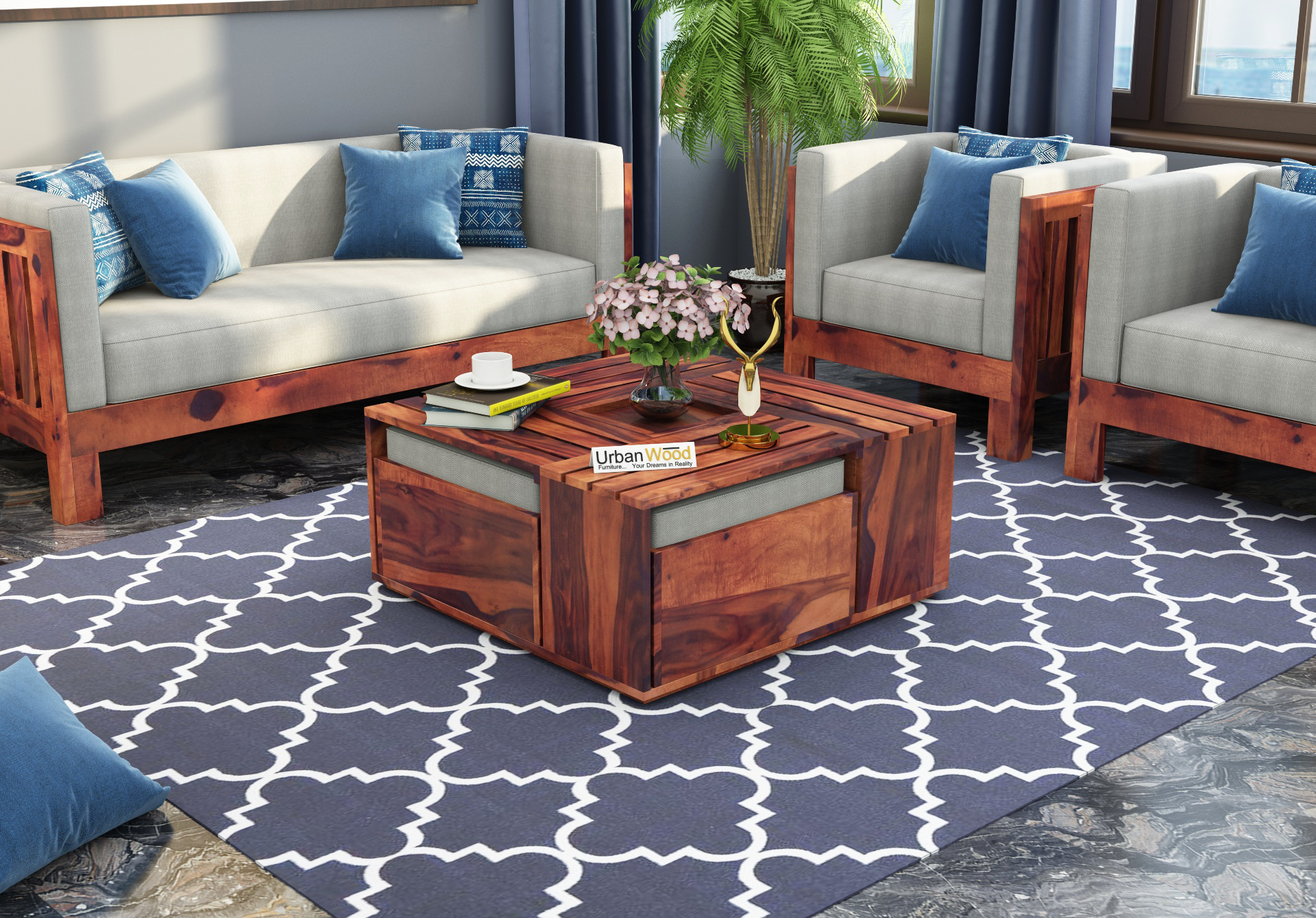 Bliss Coffee Table Sets ( Teak Finish )