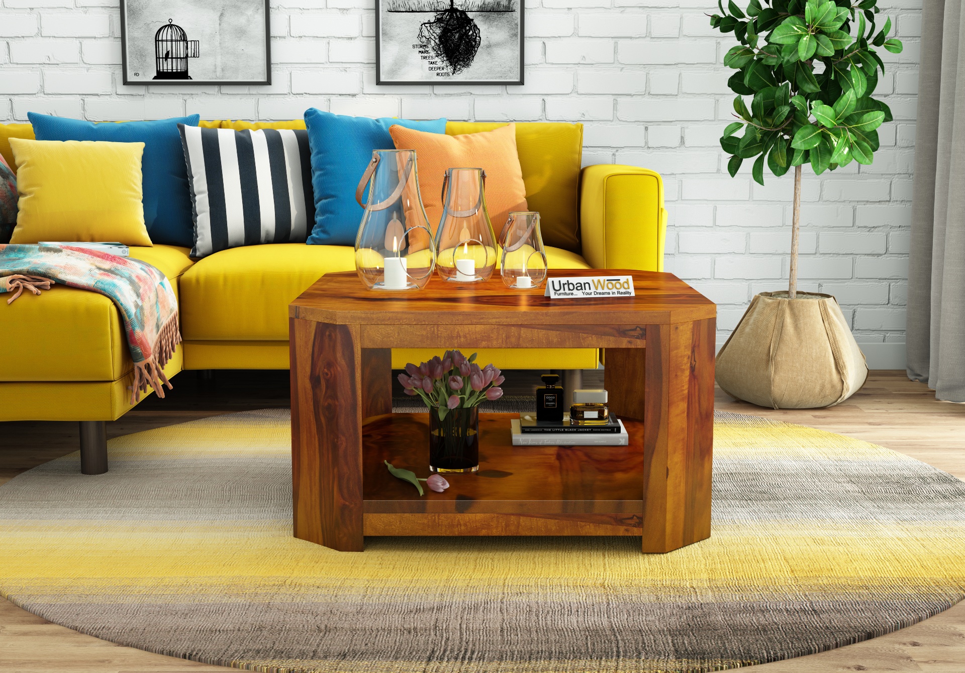 Eya Wooden Coffee Table <small>(Honey Finish)</small>
