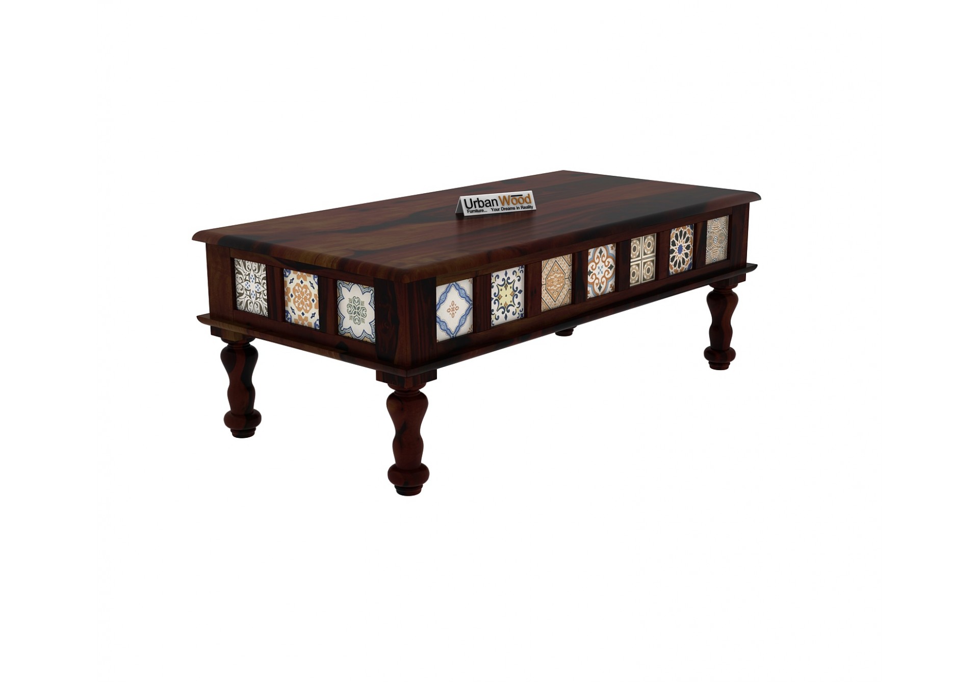 Relay Ceramic Tile Coffee Table (Walnut Finish)