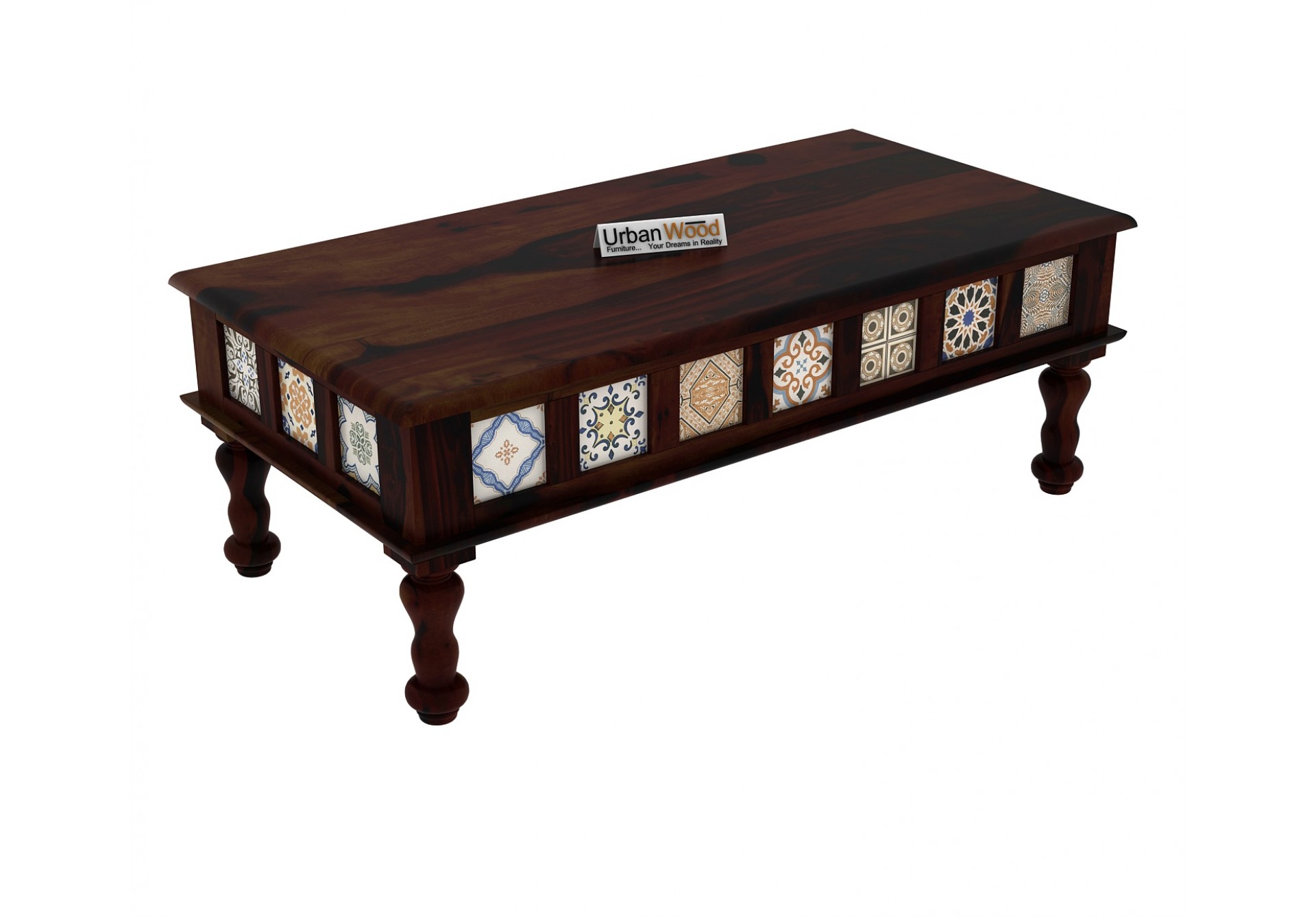 Relay Ceramic Tile Coffee Table (Walnut Finish)