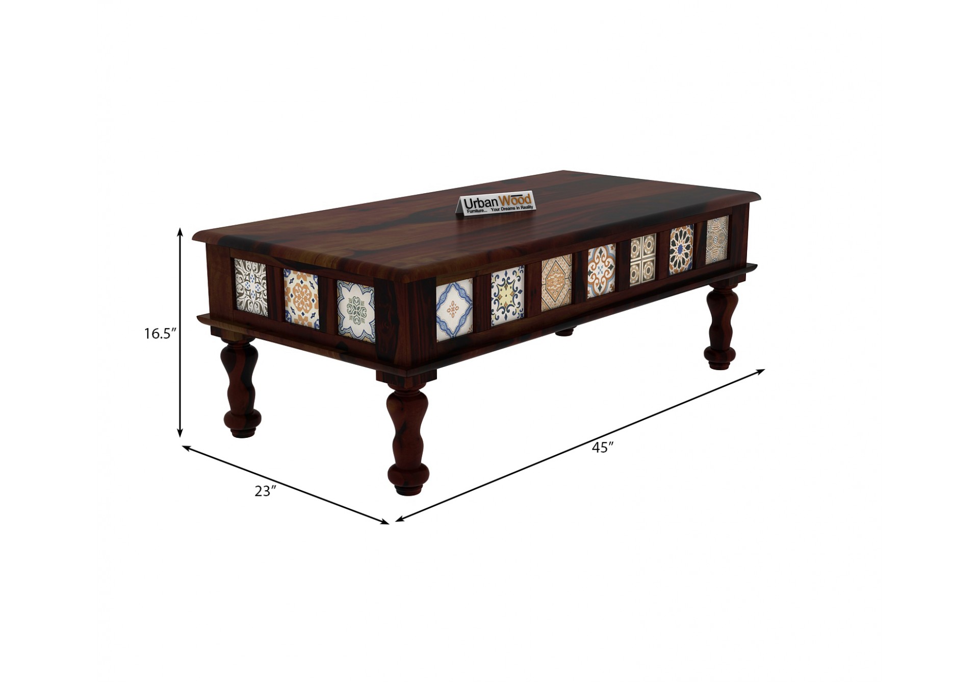 Relay Ceramic Tile Coffee Table (Walnut Finish)