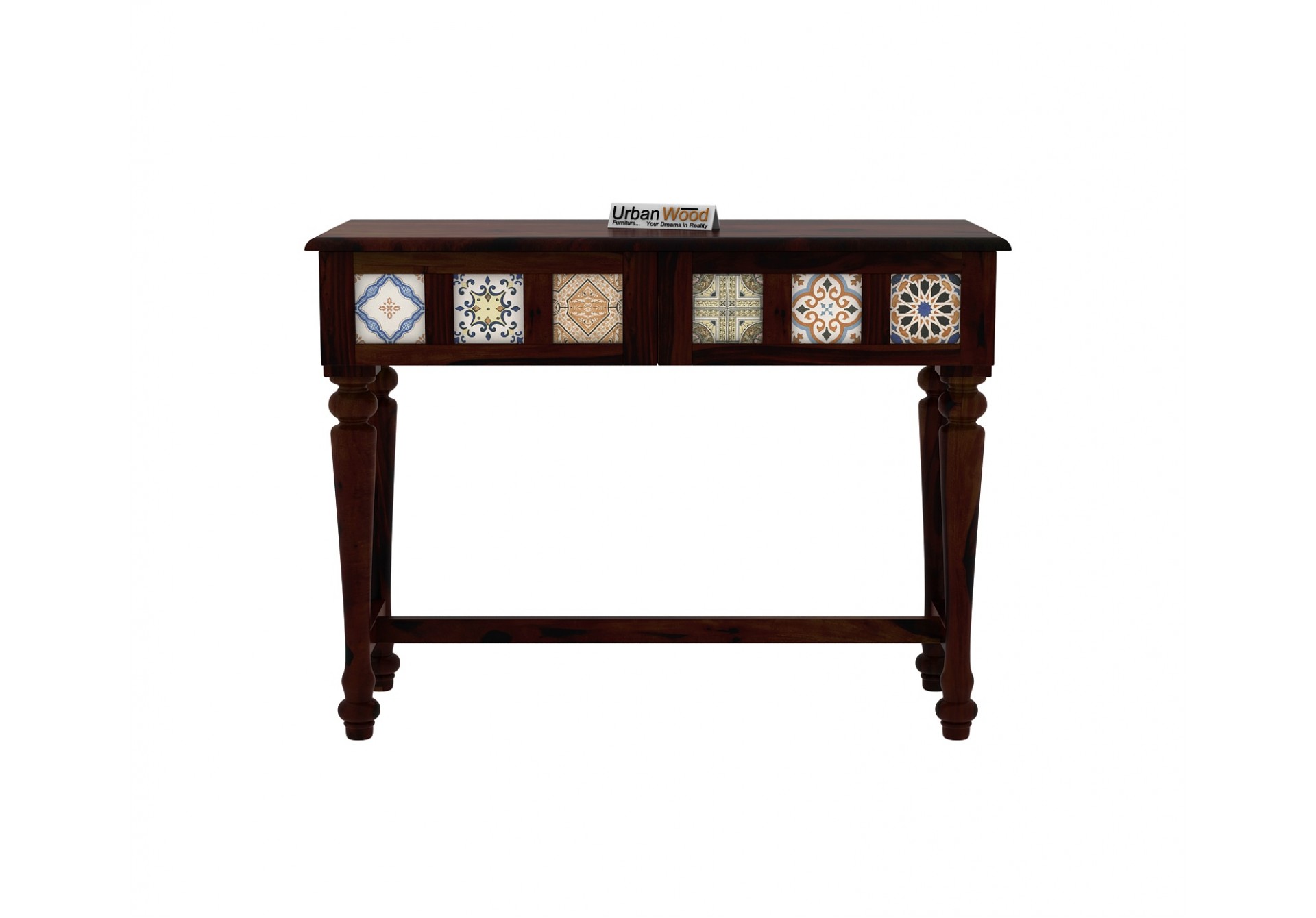 Relay Ceramic Tile Console Table (Walnut Finish)