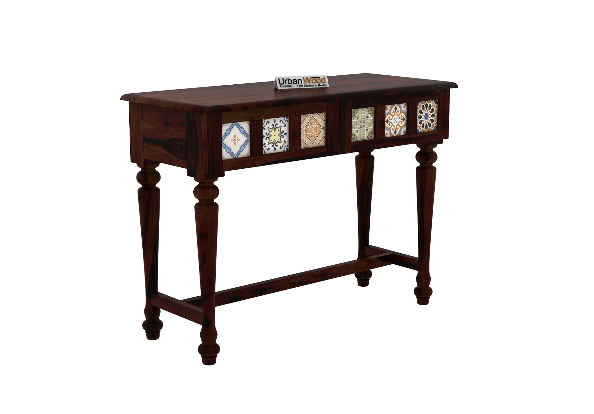 Relay Ceramic Tile Console Table (Walnut Finish)