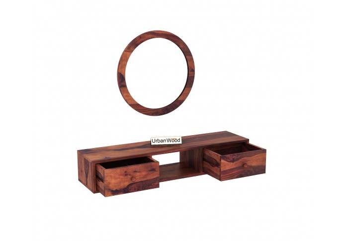 Rose Wall Mounted Console Table with Mirror ( Teak Finish )