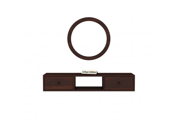 Rose Wall Mounted Console Table with Mirror ( Walnut Finish )