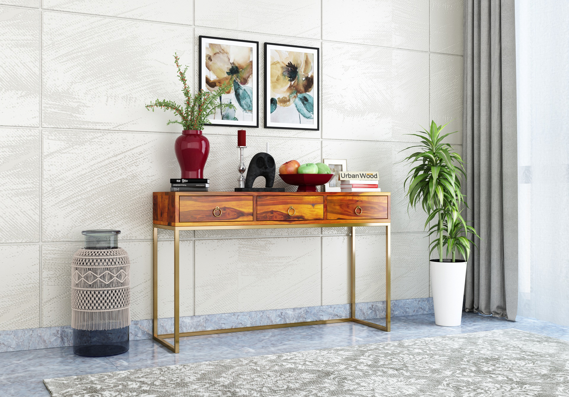 Tanner Console Table <small>( Honey Finish )</small>