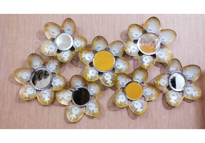 Metal white yellow flower wall decor