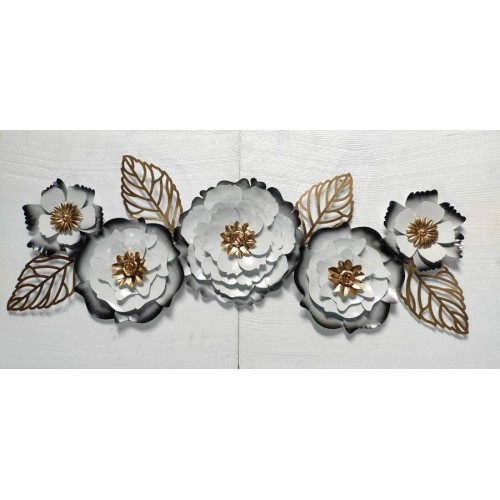 Metal white colorful flower wall decor