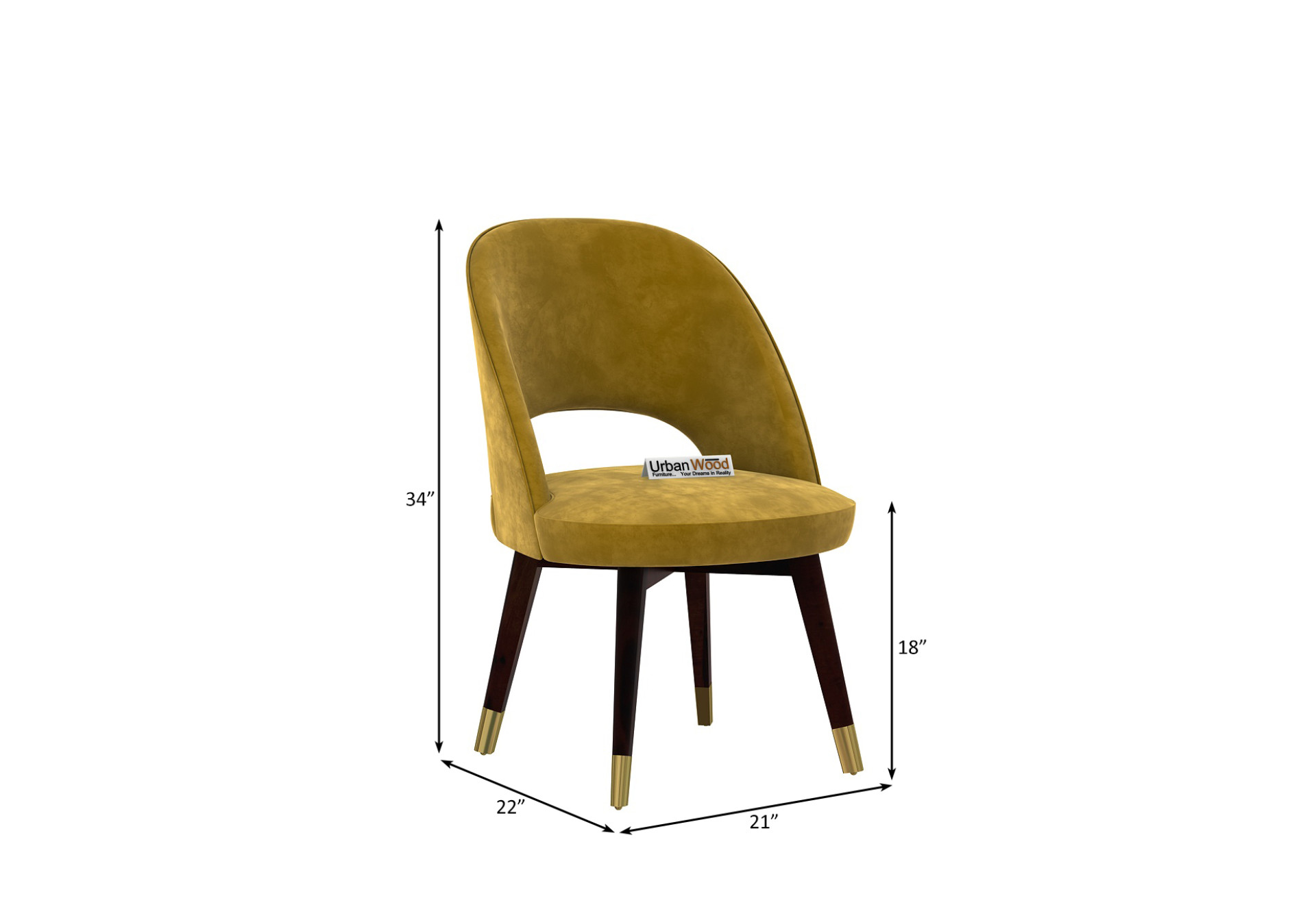 Luna Carved Back Dining Chair - Set Of 2 (Velvet, Amber Gold)