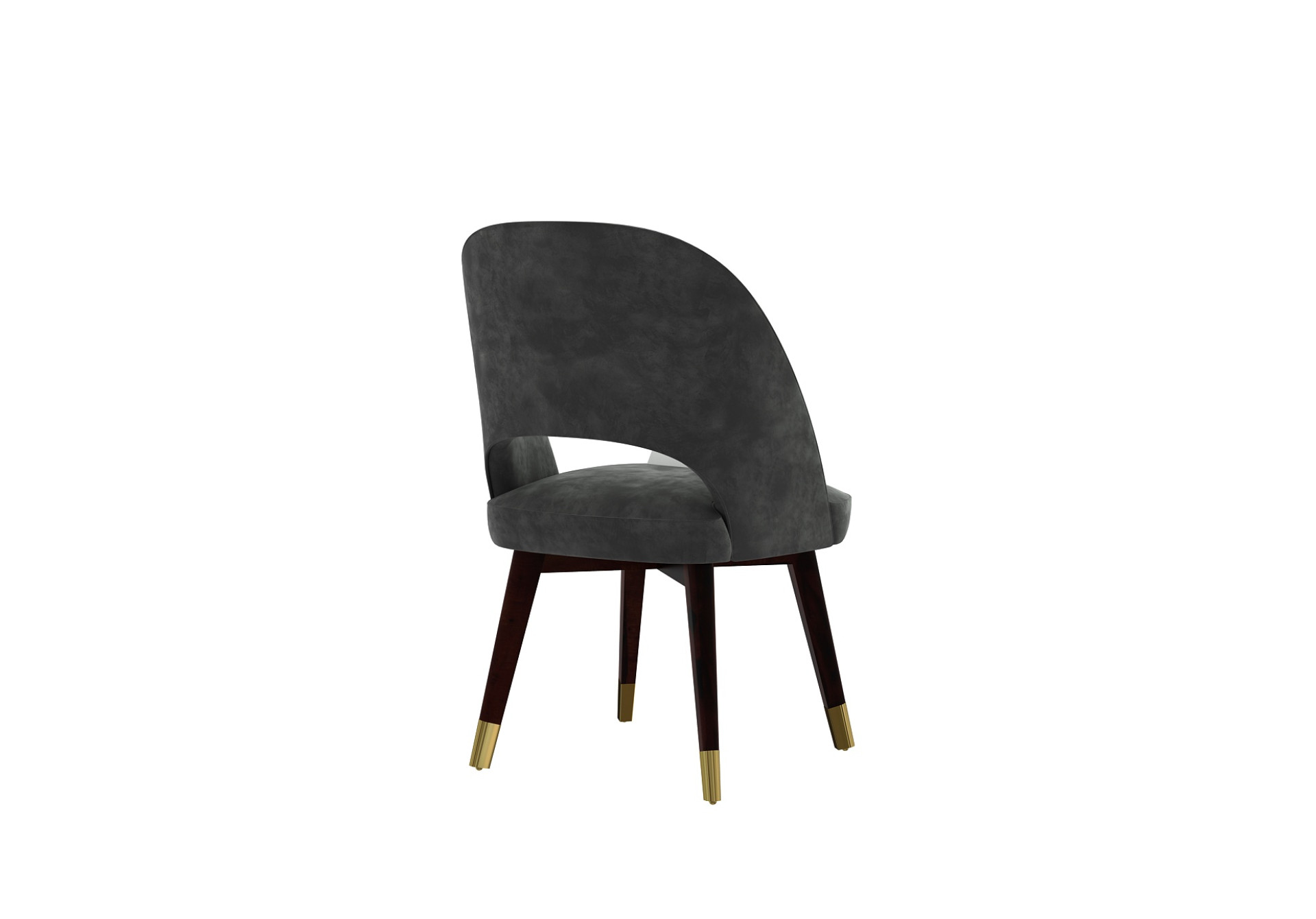 Luna Carved Back Dining Chair - Set Of 2 (Velvet, Stone Grey)
