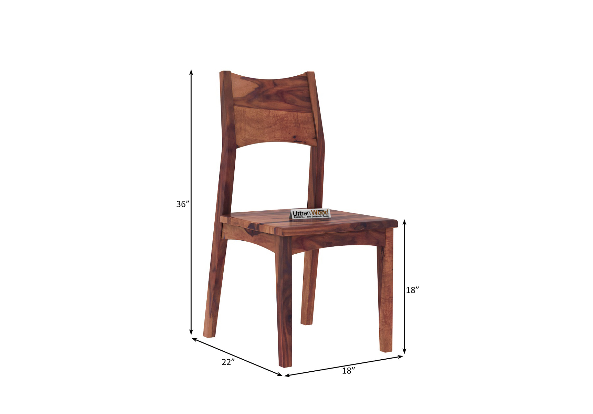 Moderna Wooden Dining Chair - Set Of 2 (Teak Finish)