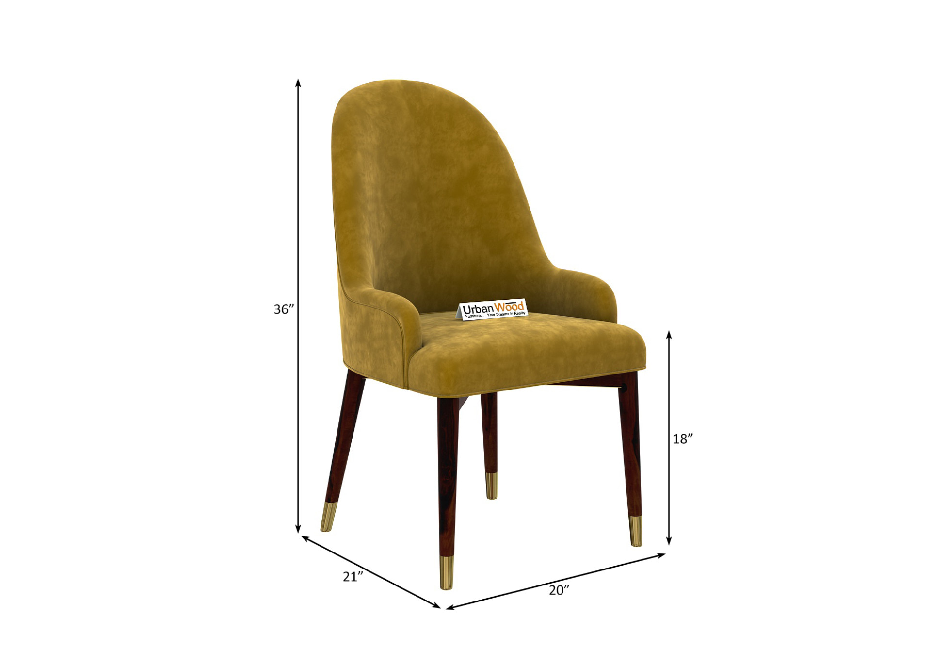 Nordic Dining Chair - Set Of 2 (Velvet, Amber Gold)