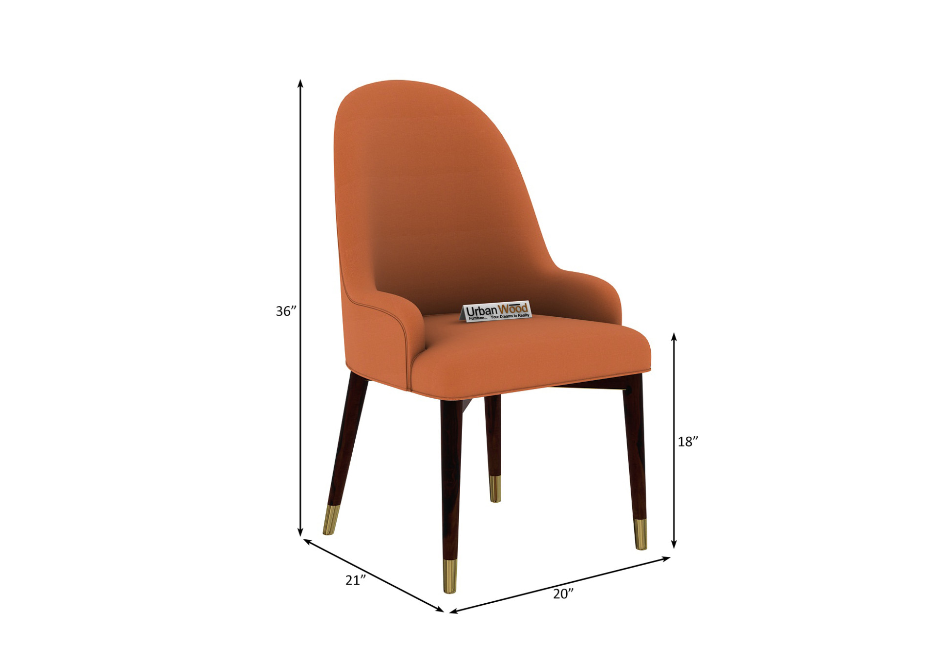 Nordic Dining Chair - Set Of 2 (Cotton, Diana Orange)