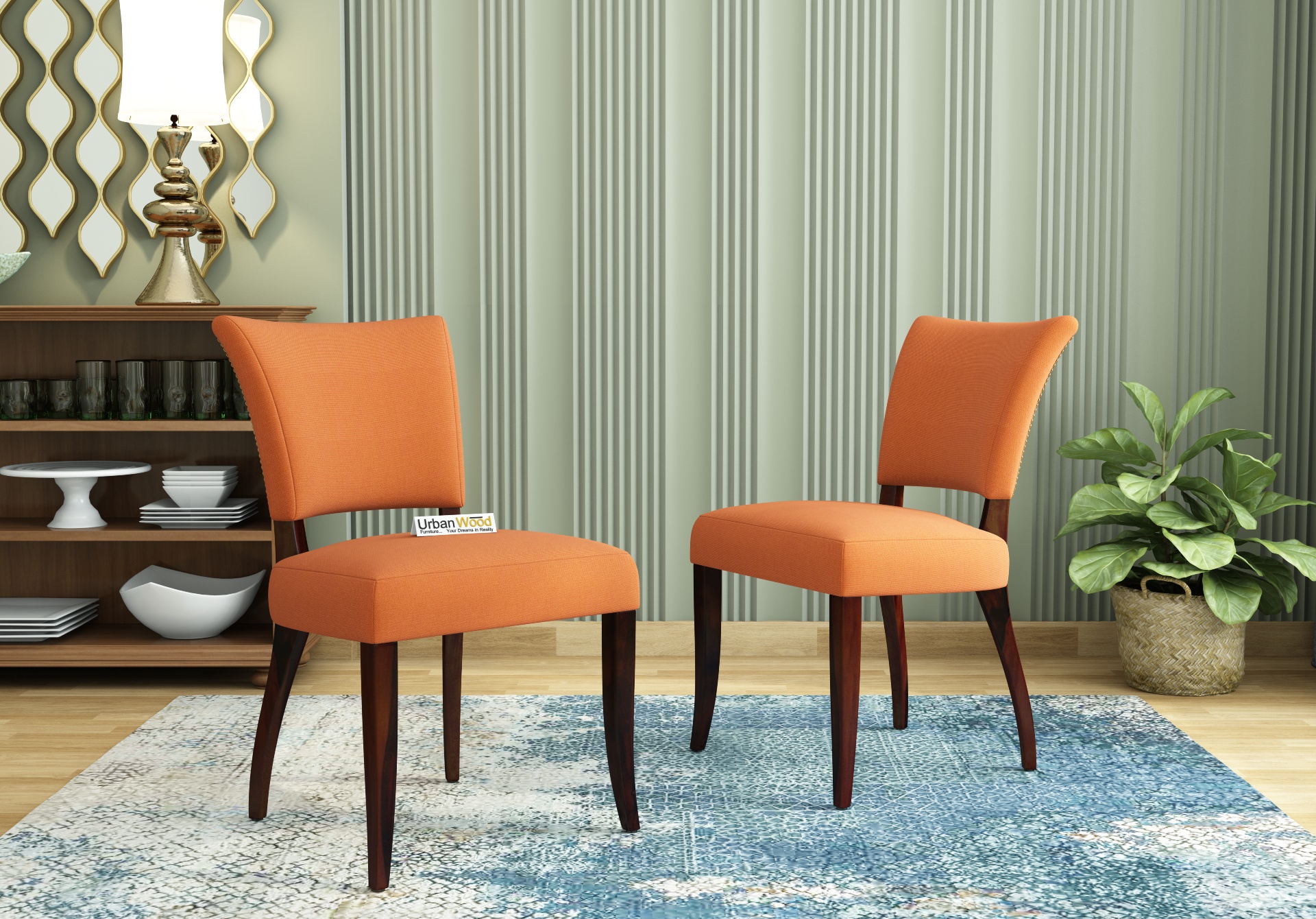 Quipo Dining Chair - Set Of 2 (Cotton, Diana Orange)