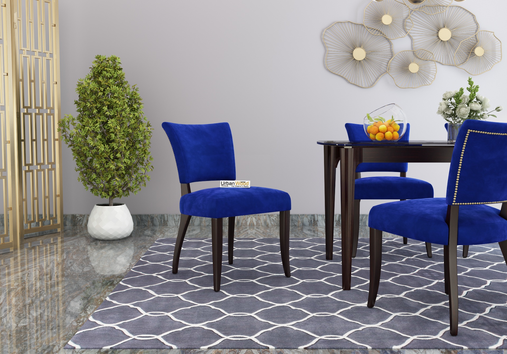 Quipo Dining Chair Without Arm (Walnut Finish)