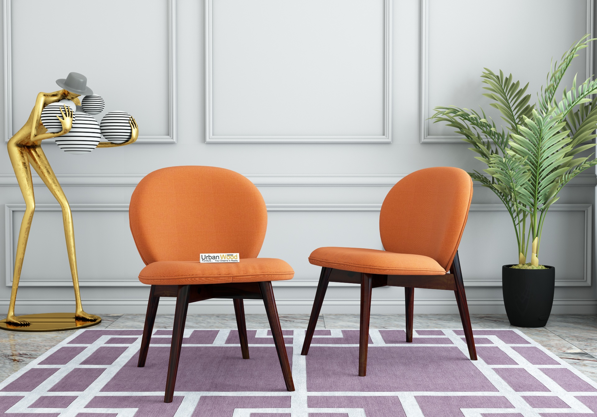 Serene Dining Chair - Set Of 2 (Cotton, Diana Orange)