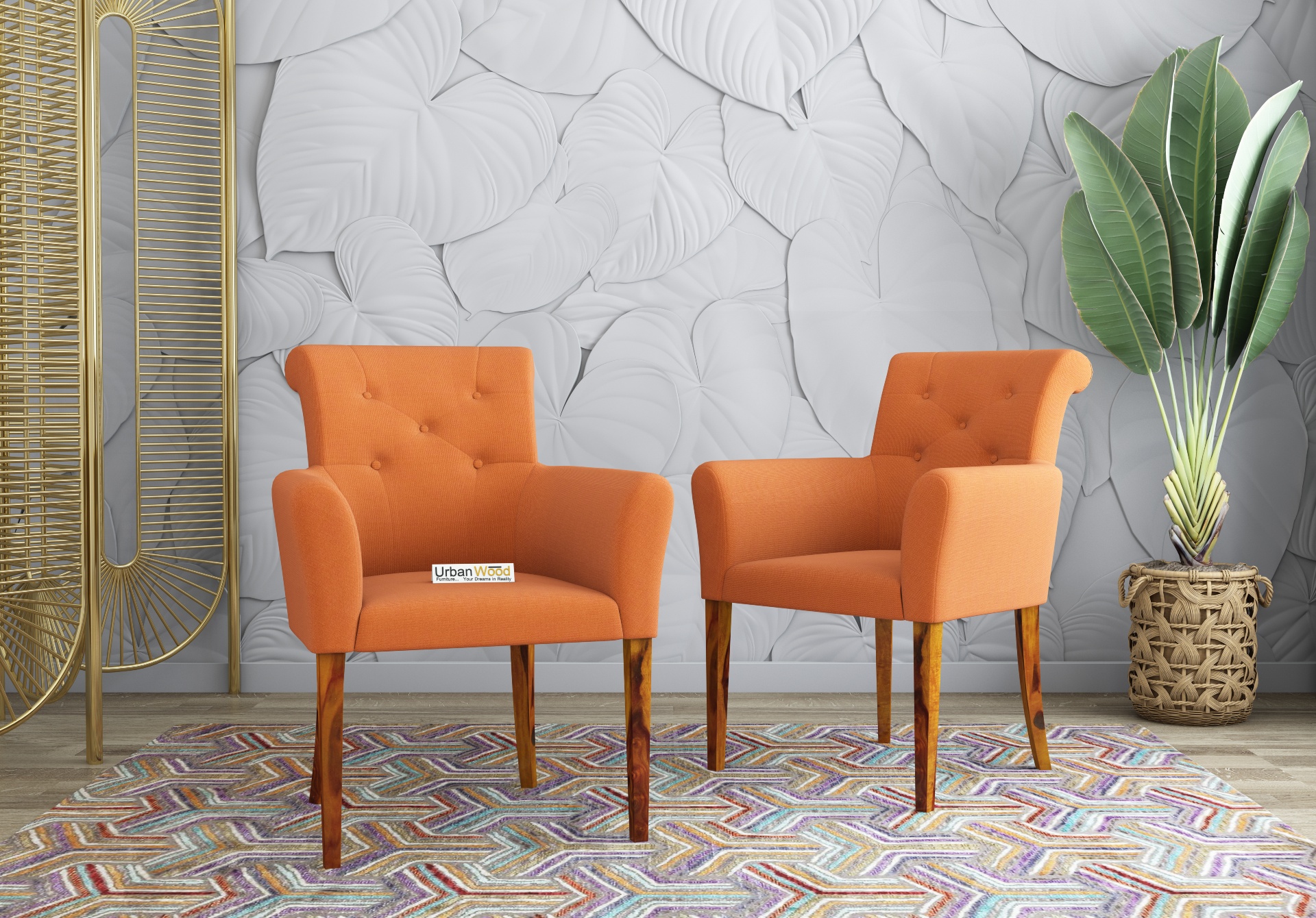 Urban Dining Chair - Set Of 2 (Cotton, Diana Orange)