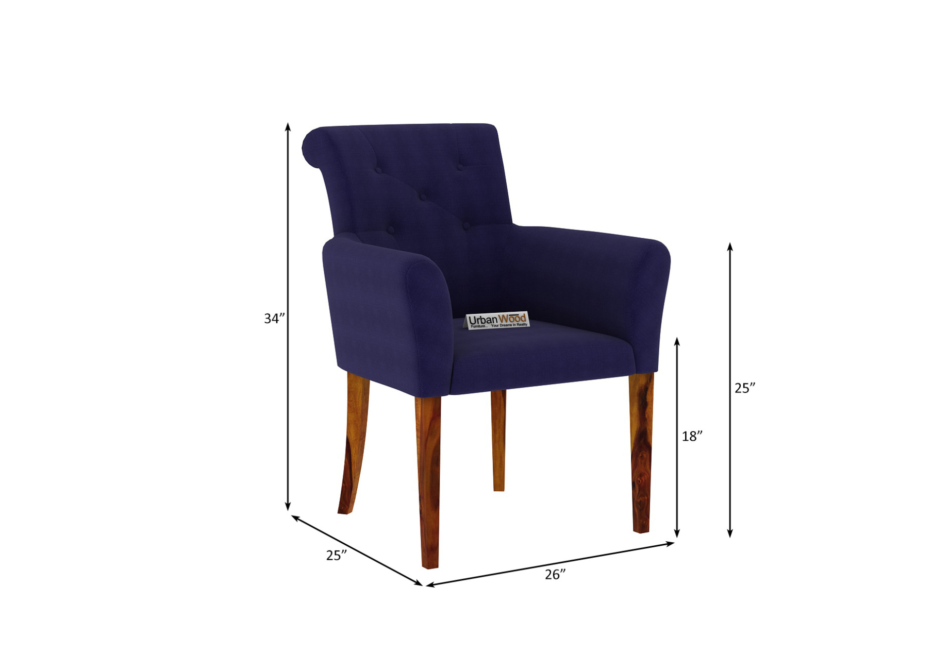 Urban Dining Chair - Set Of 2 (Cotton, Navy Blue)