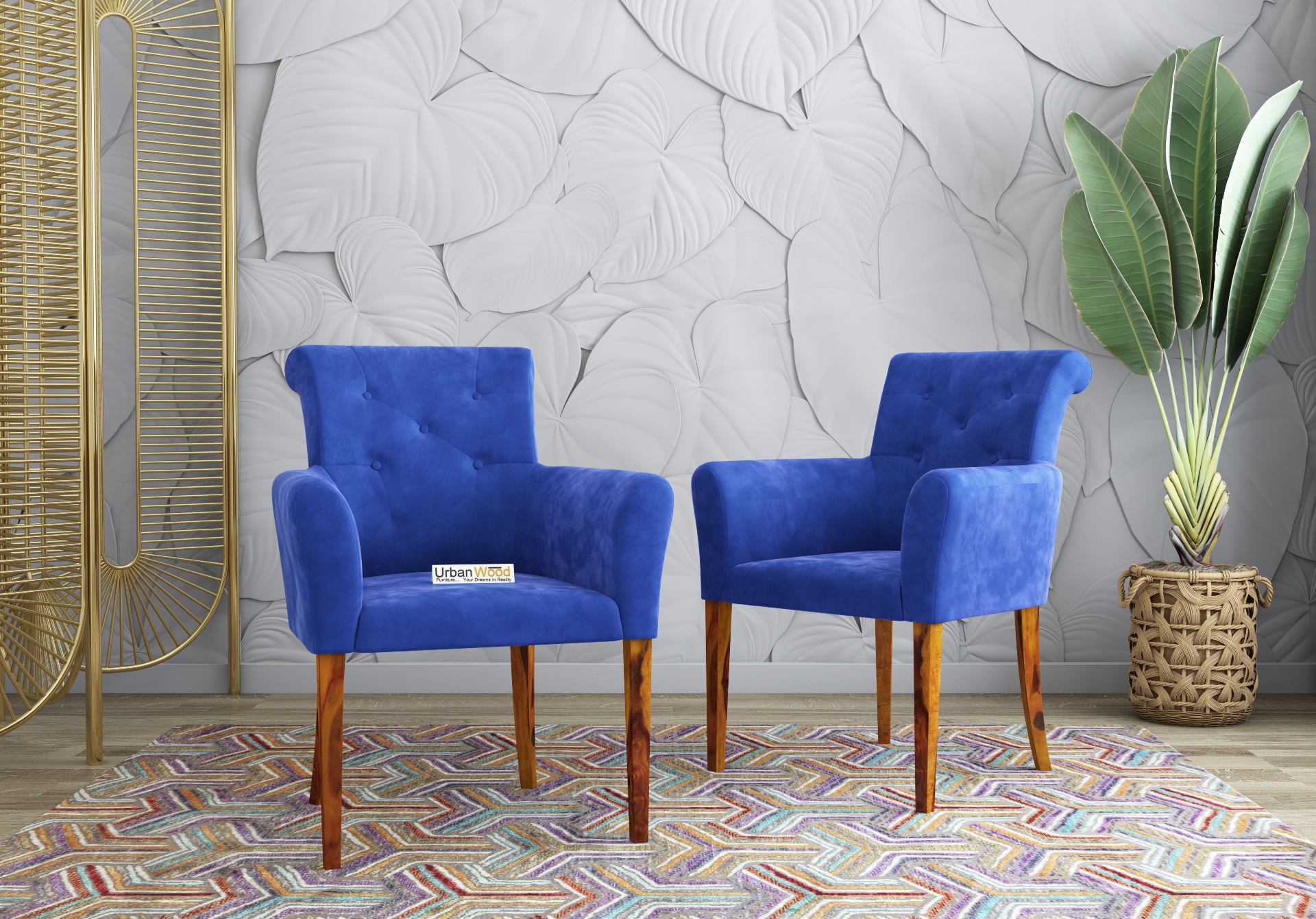 Urban Dining Chair - Set Of 2 (Velvet, Sapphire Blue)