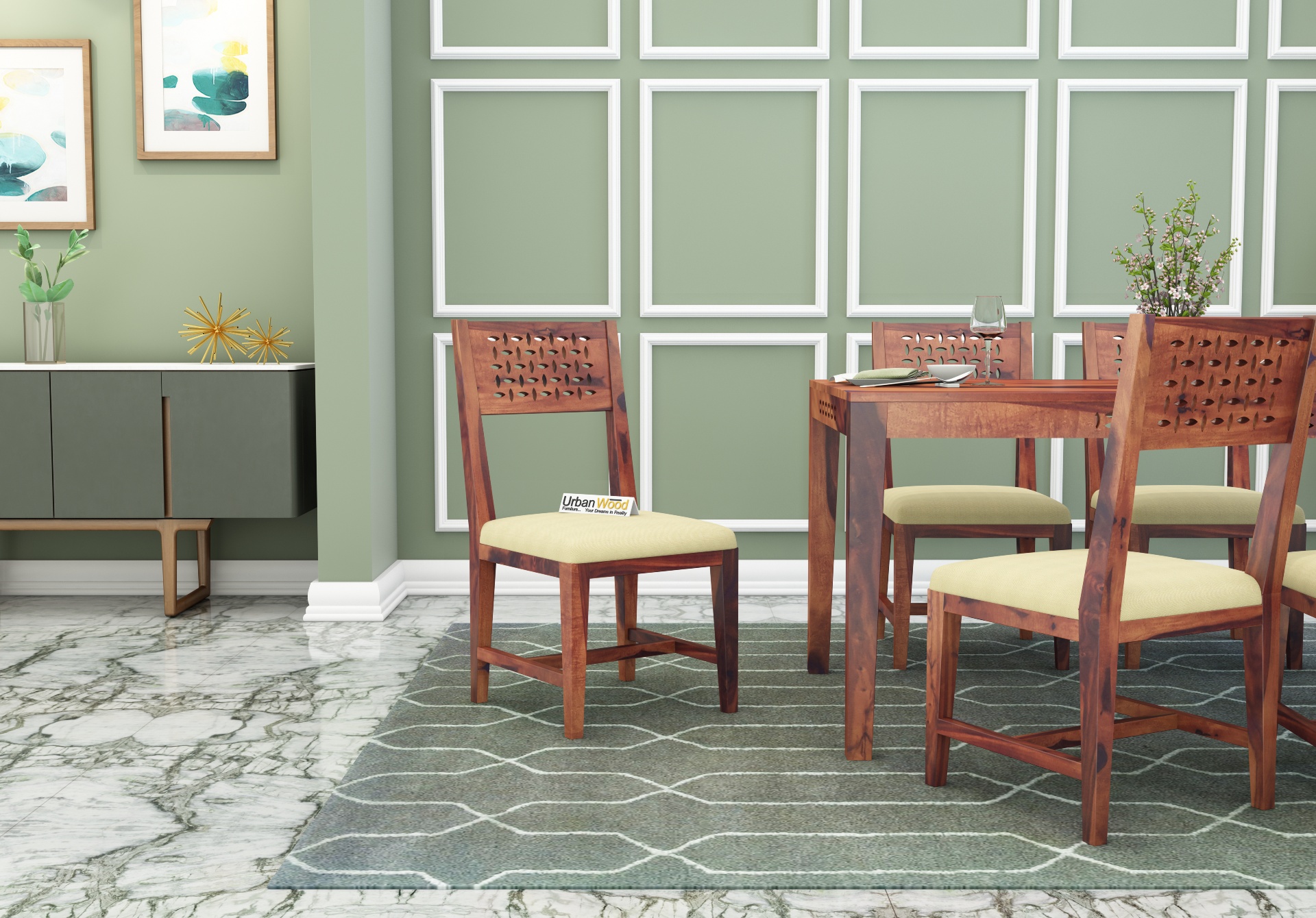 Woodora With Cushion Dining Chair <small>( Teak Finish )</small>