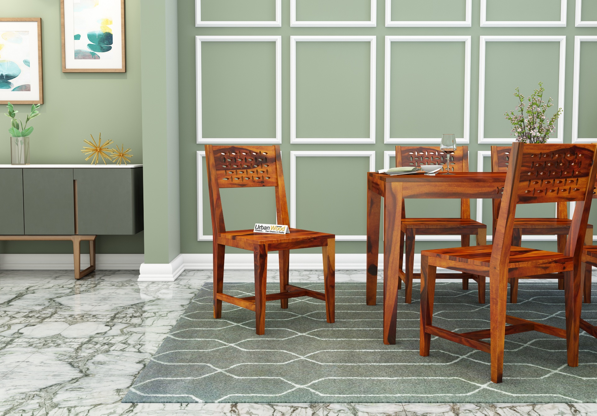 Woodora Without Cushion Dining Chair <small>( Honey Finish )</small>