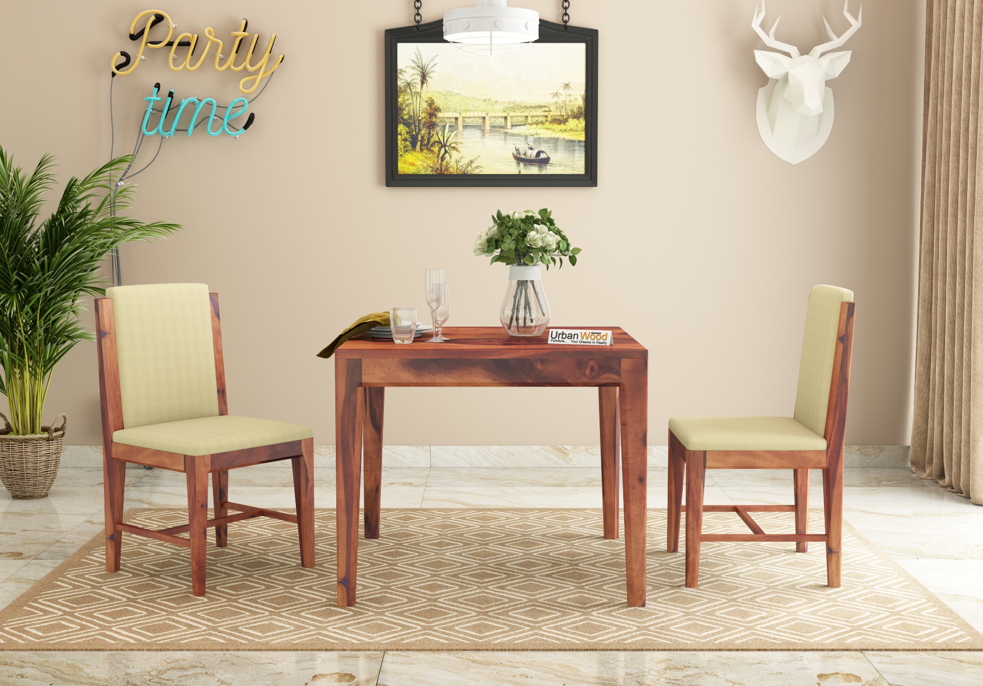 Deck 2-Seater Dining Table Set <small>( Teak Finish )</small>