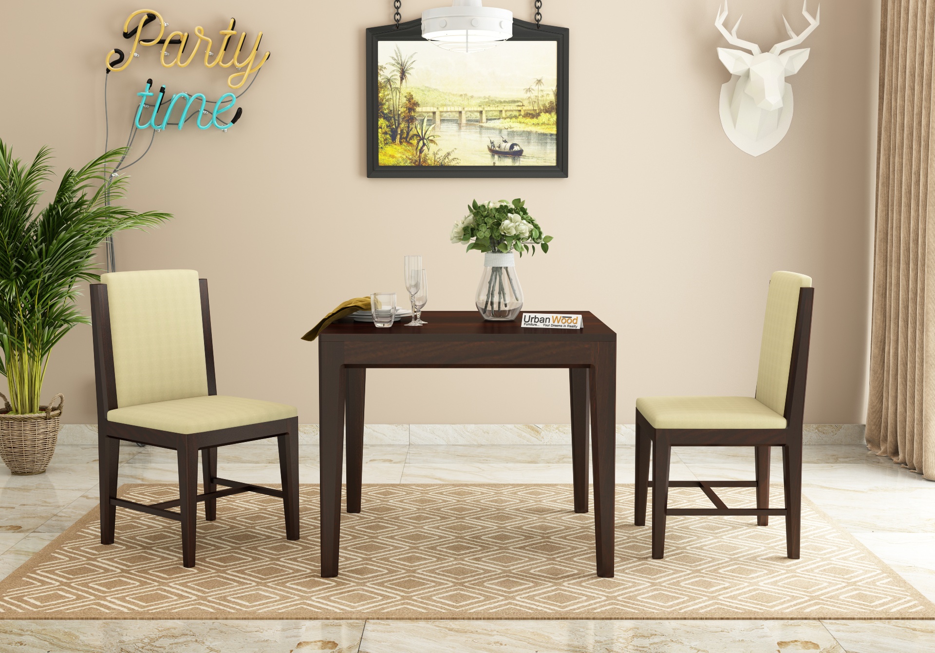 Deck 2-Seater Dining Table Set <small>( Walnut Finish )</small>