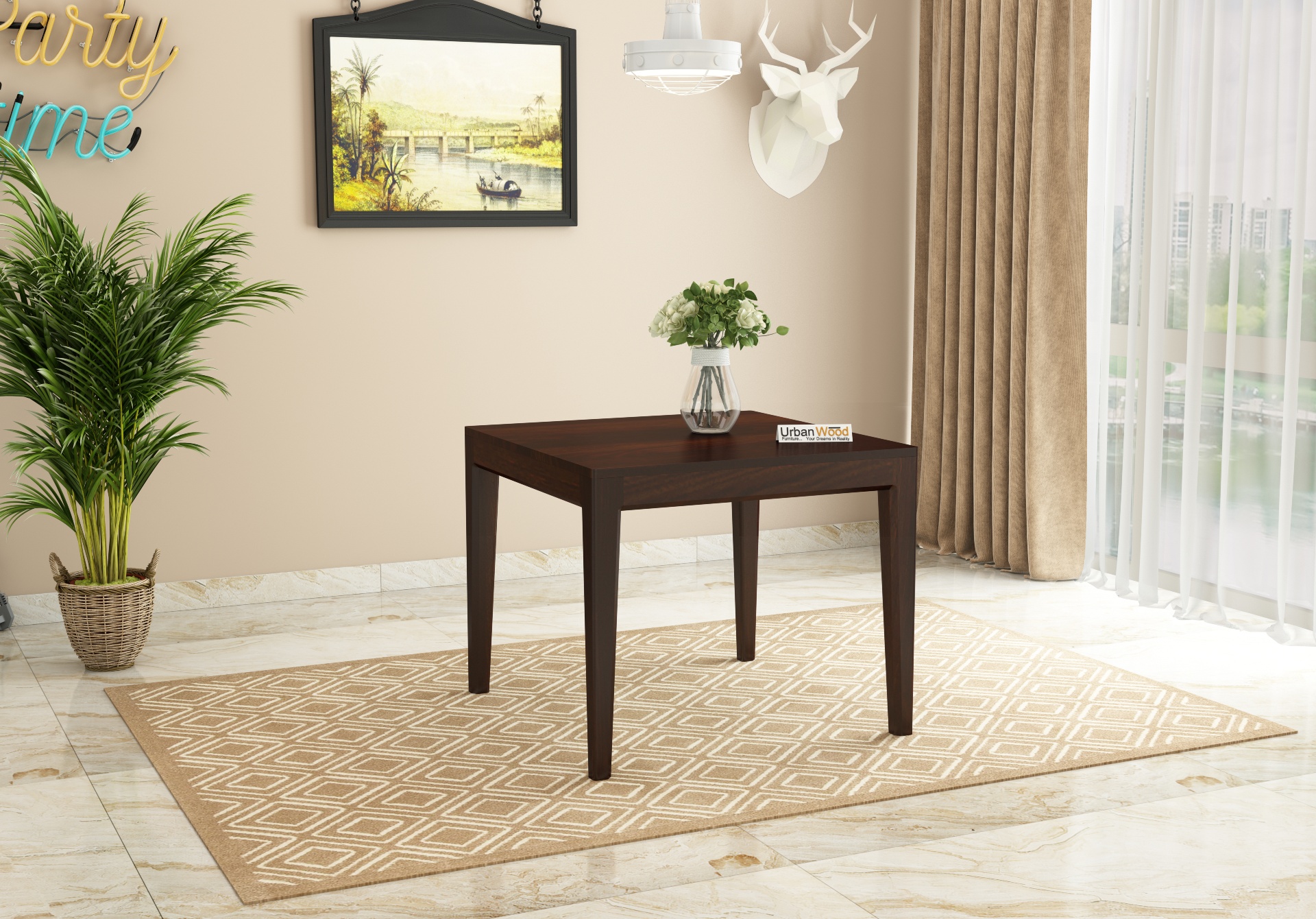 Deck 2-Seater Dining Table ( Walnut Finish )