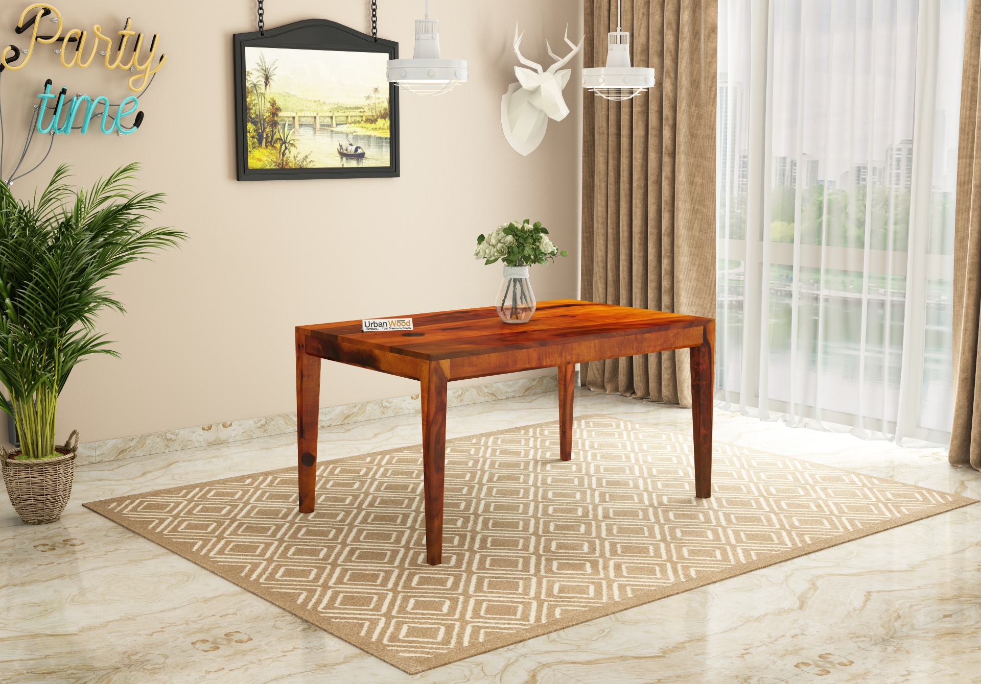 Deck 4-Seater Dining Table <small>( Honey Finish )</small>