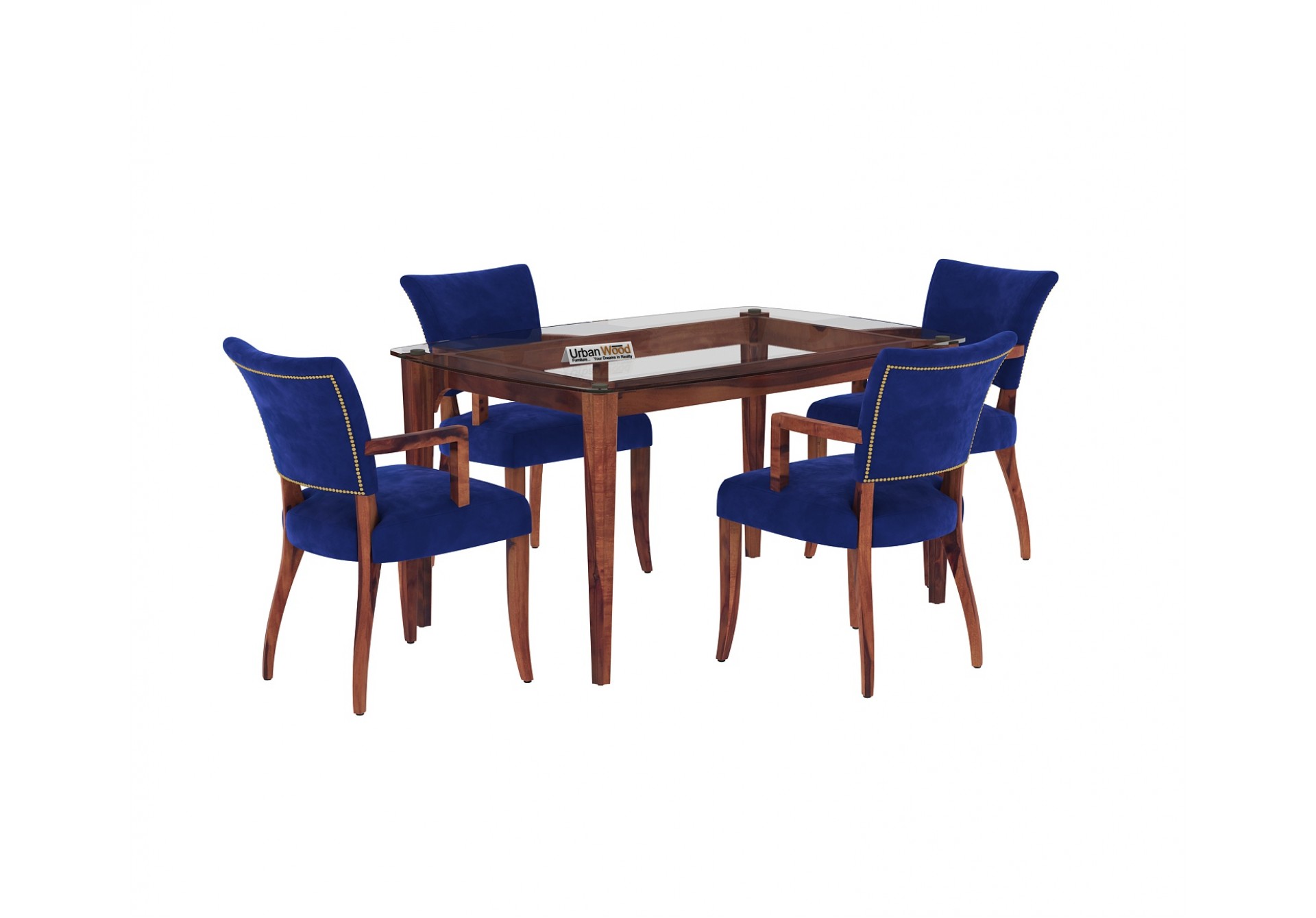 Quipo 4-Seater Dining Table Set ( With Arms ) ( Teak Finish )