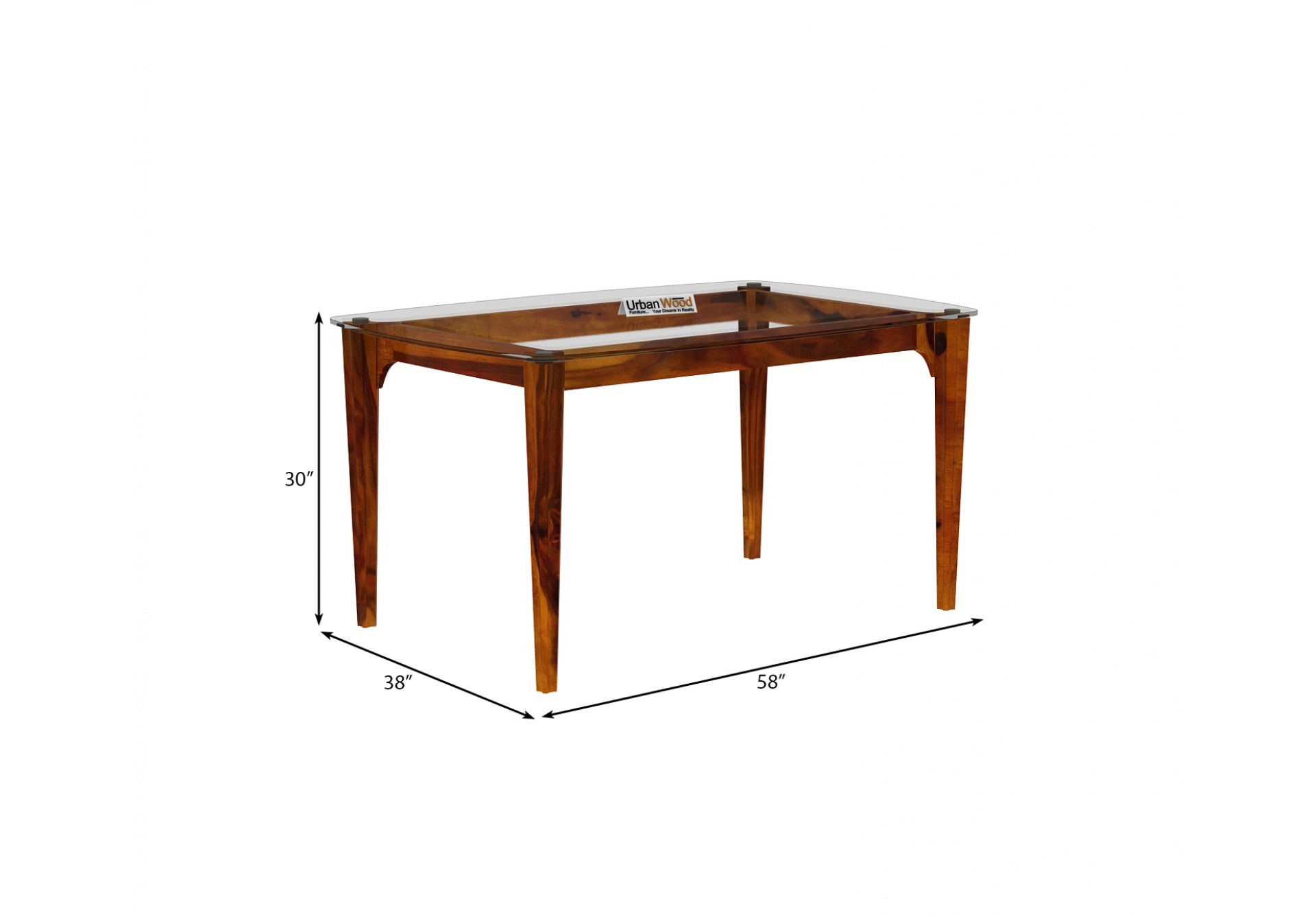 Quipo 4-Seater Dining Table (Honey Finish)