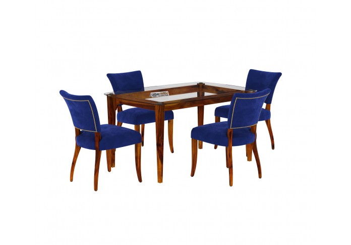 Quipo 4-Seater Dining Table Set ( Without Arms ) ( Honey Finish )