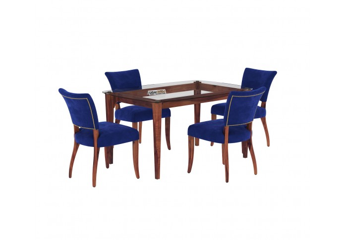 Quipo 4-Seater Dining Table Set ( Without Arms ) ( Teak Finish )