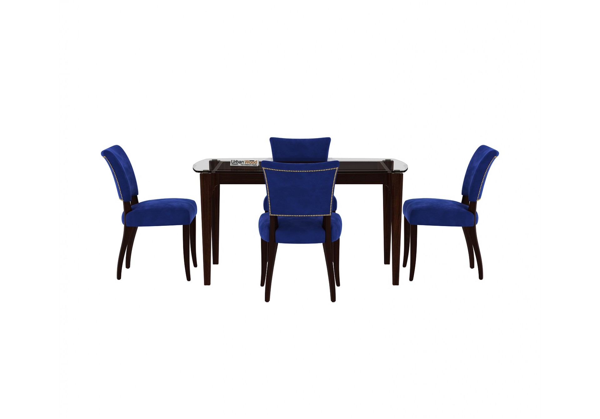 Quipo 4-Seater Dining Table Set ( Without Arms ) ( Walnut Finish )