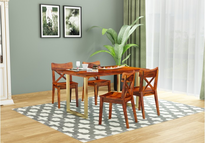 Tale 4-Seater Dining Table Set ( Honey Finish )