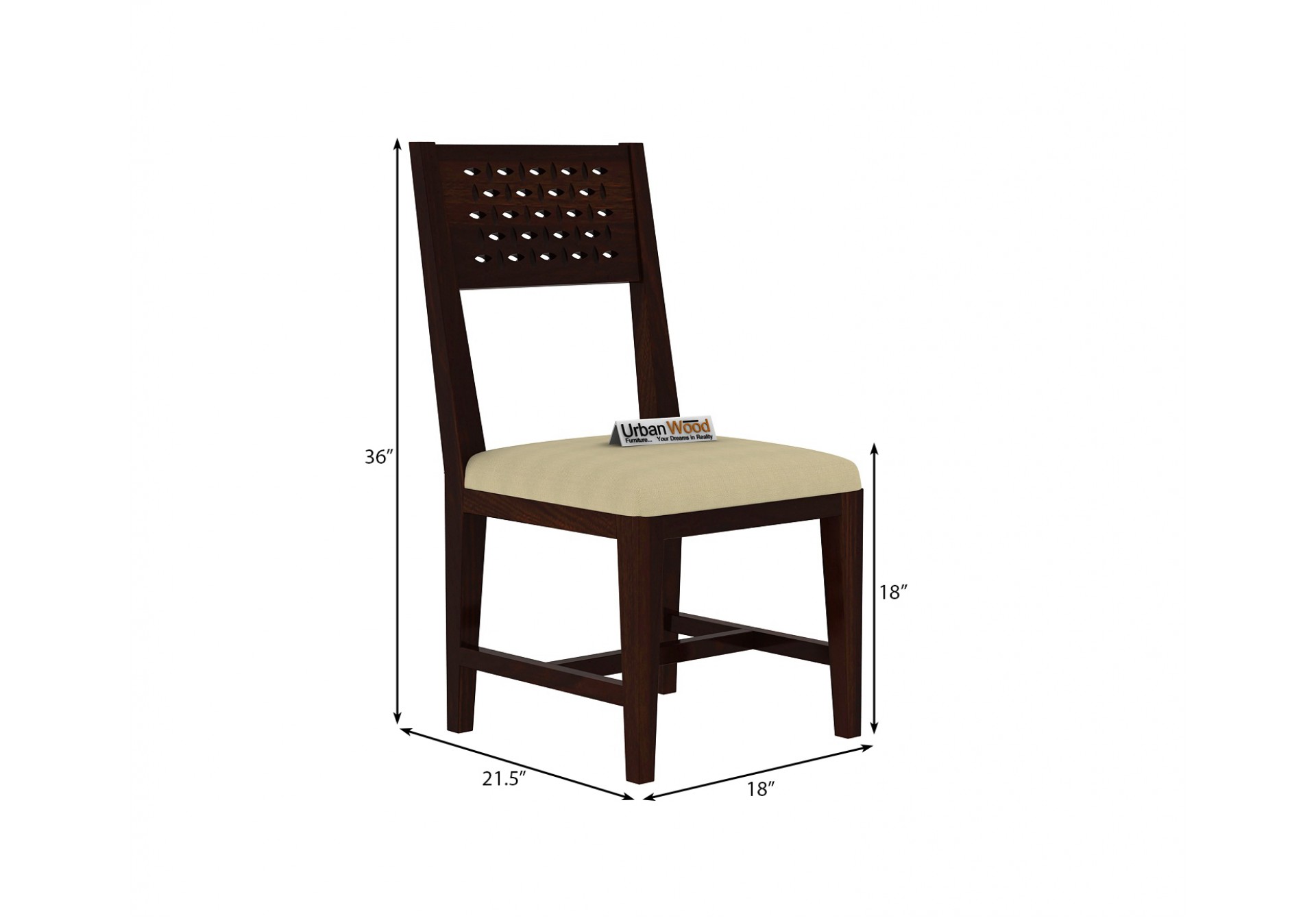 Woodora 4 Seater Dining Set with Cushion (Walnut Finish)
