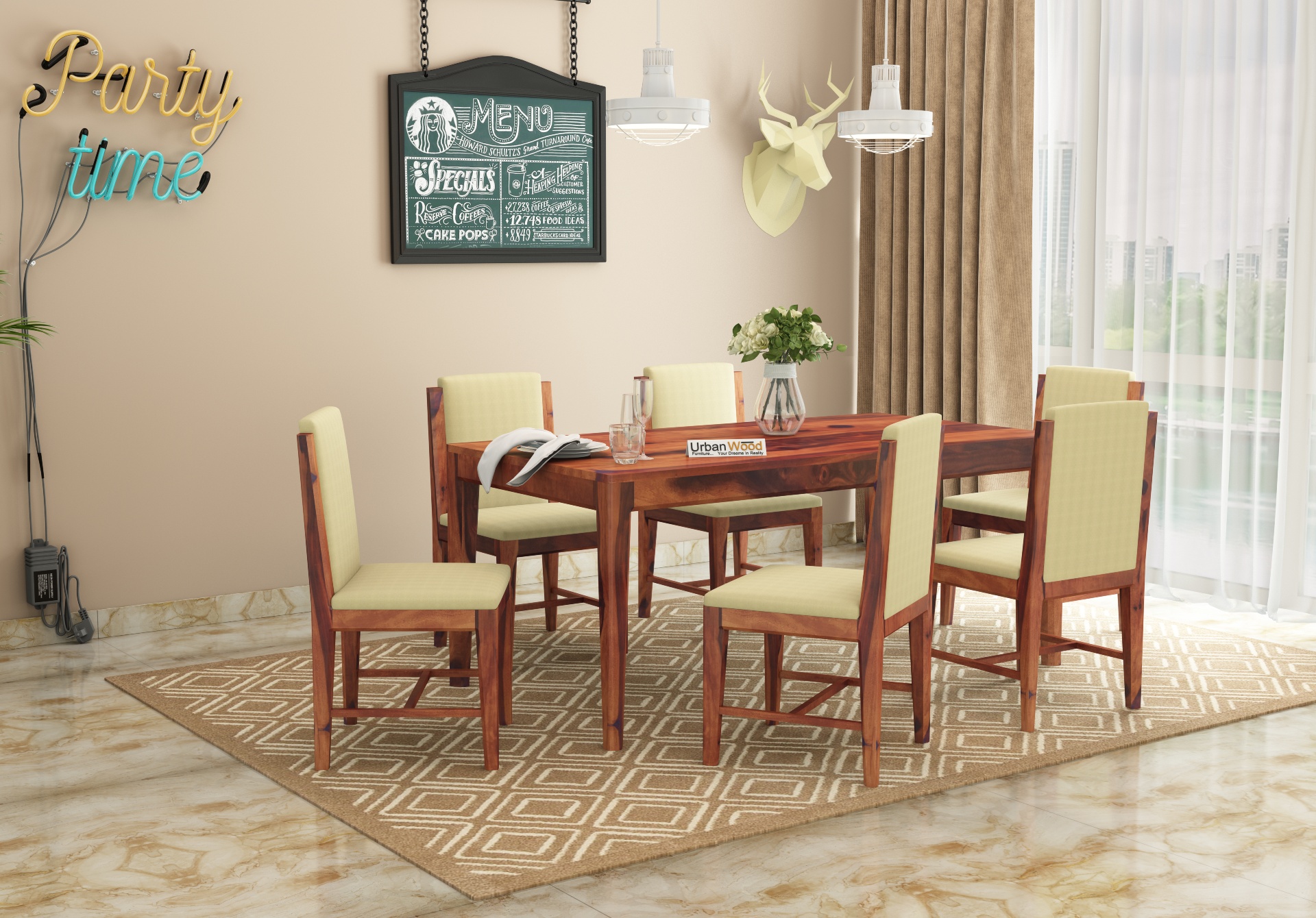Deck 6-Seater Dining Table Set <small>( Teak Finish )</small>