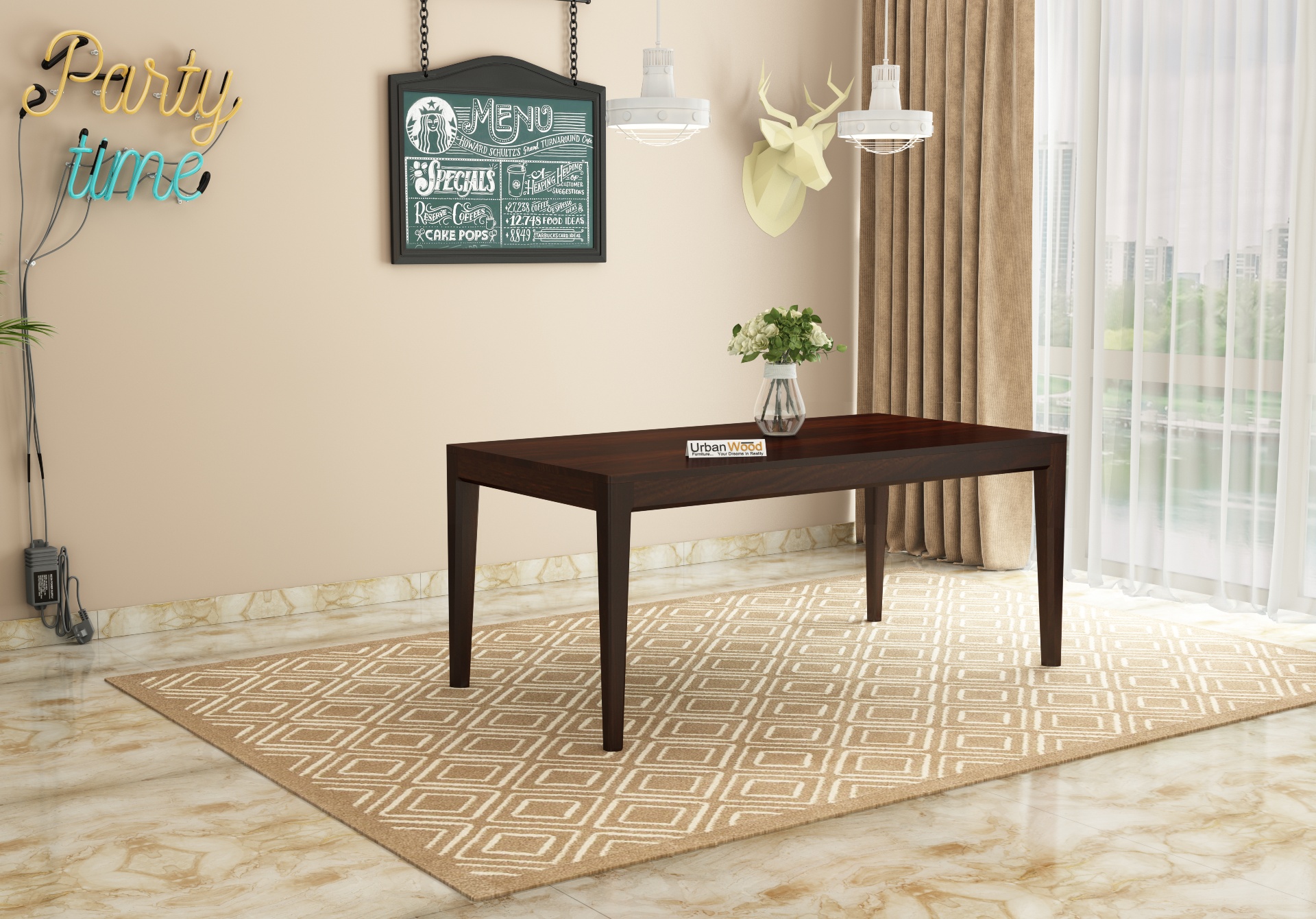 Deck 6-Seater Dining Table ( Walnut Finish )