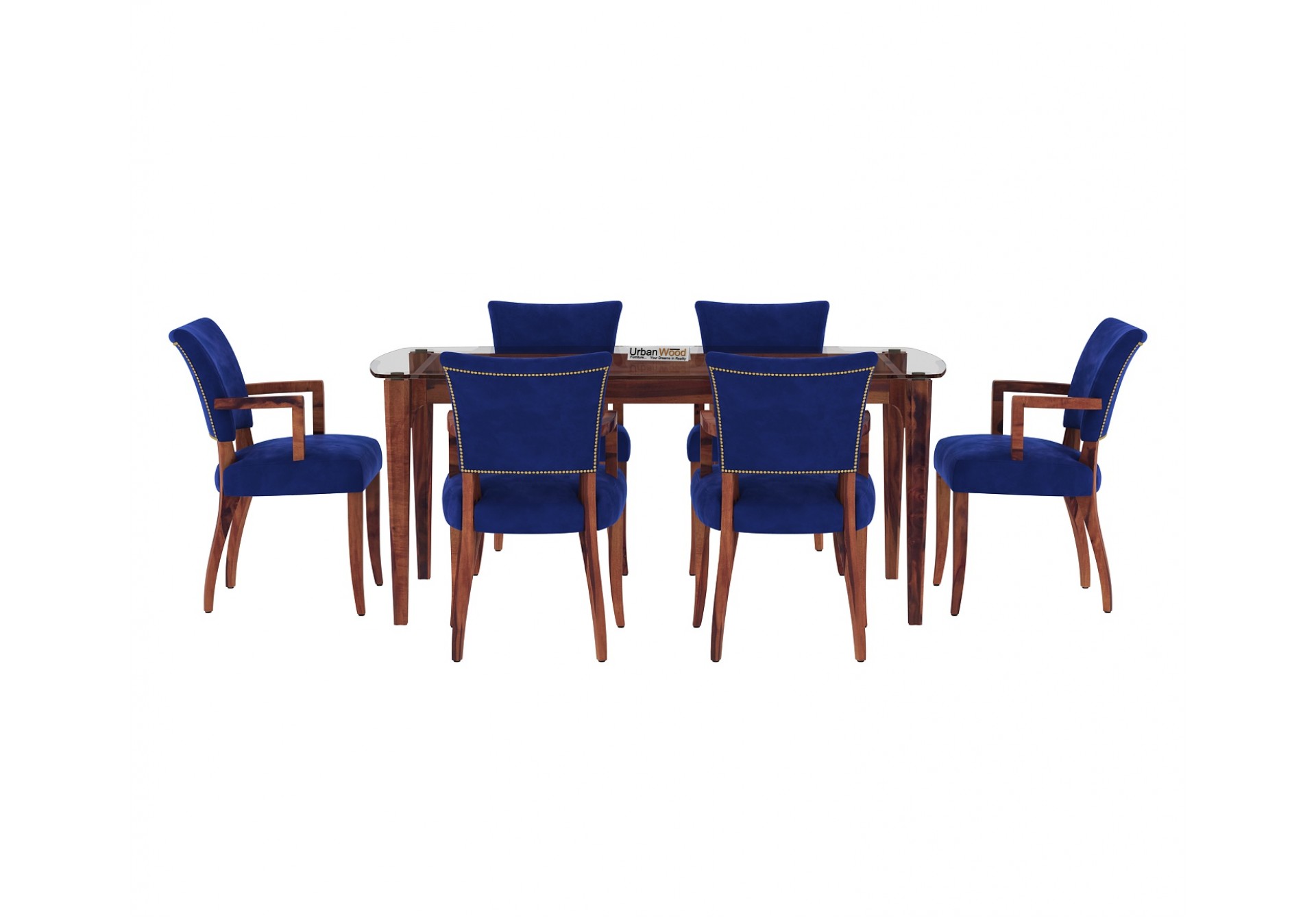 Quipo 6-Seater Dining Table Set ( With Arms ) ( Teak Finish )