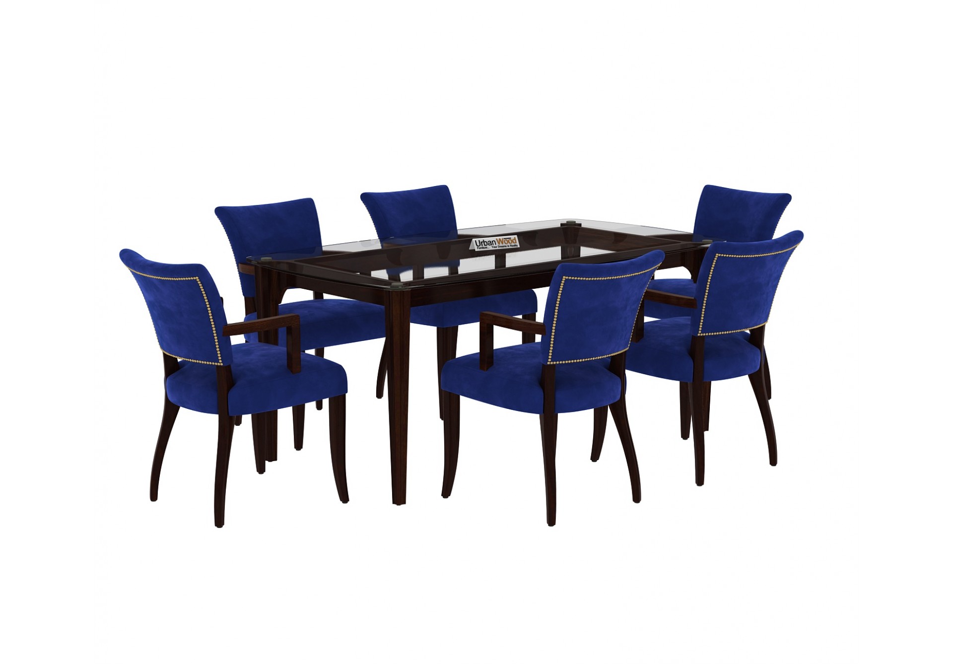 Quipo 6-Seater Dining Table Set ( With Arms ) ( Walnut Finish )
