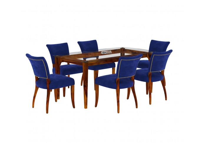 Quipo 6-Seater Dining Table Set (Without Arms) (Honey Finish)