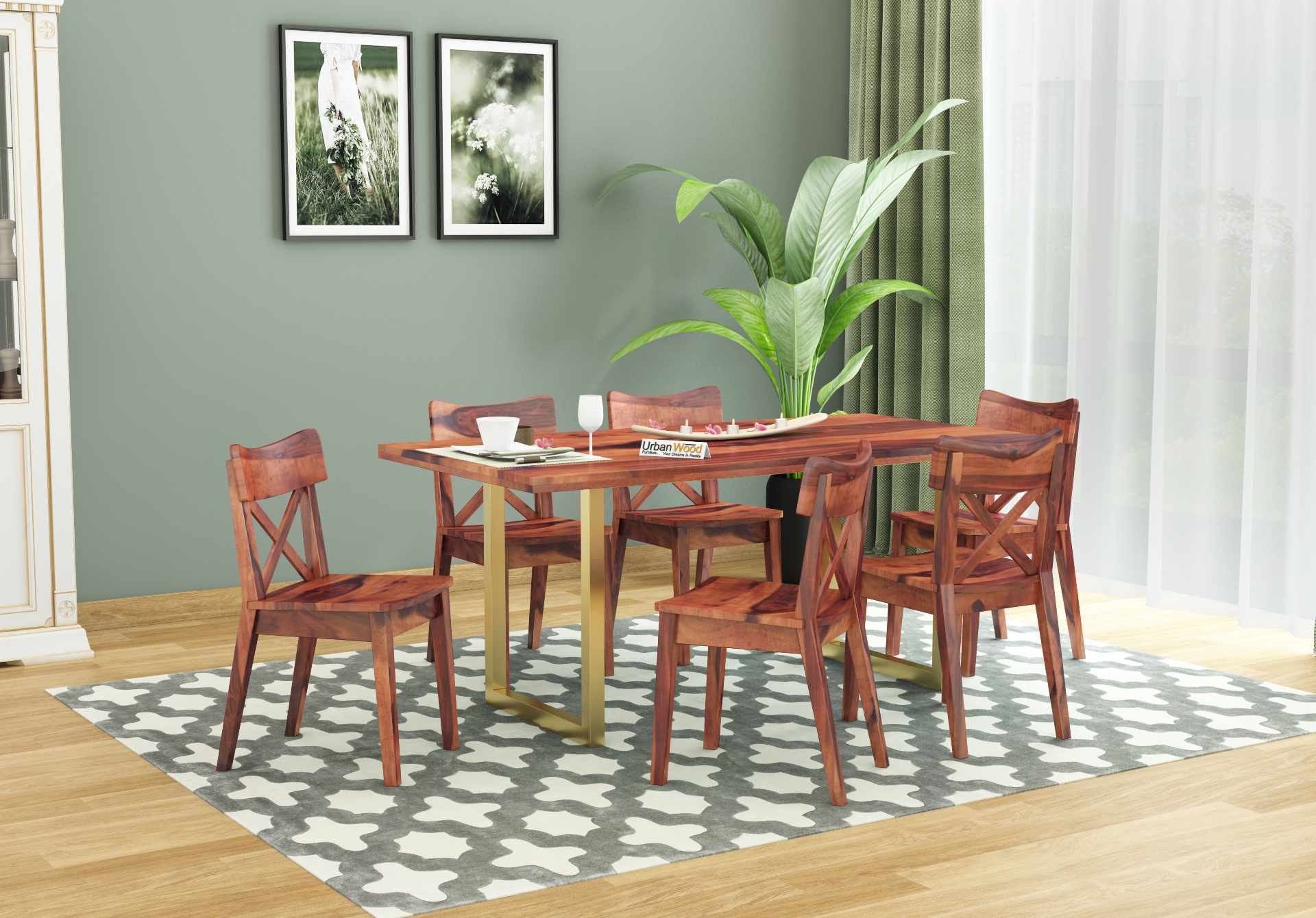 Tale 6-Seater Dining Table Set <small>( Teak Finish )</small>