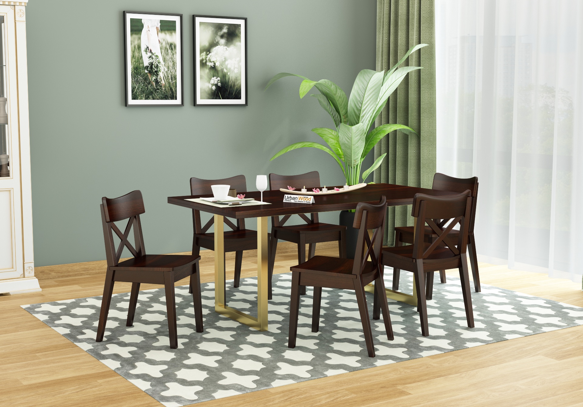 Tale 6-Seater Dining Table Set <small>( Walnut Finish )</small>
