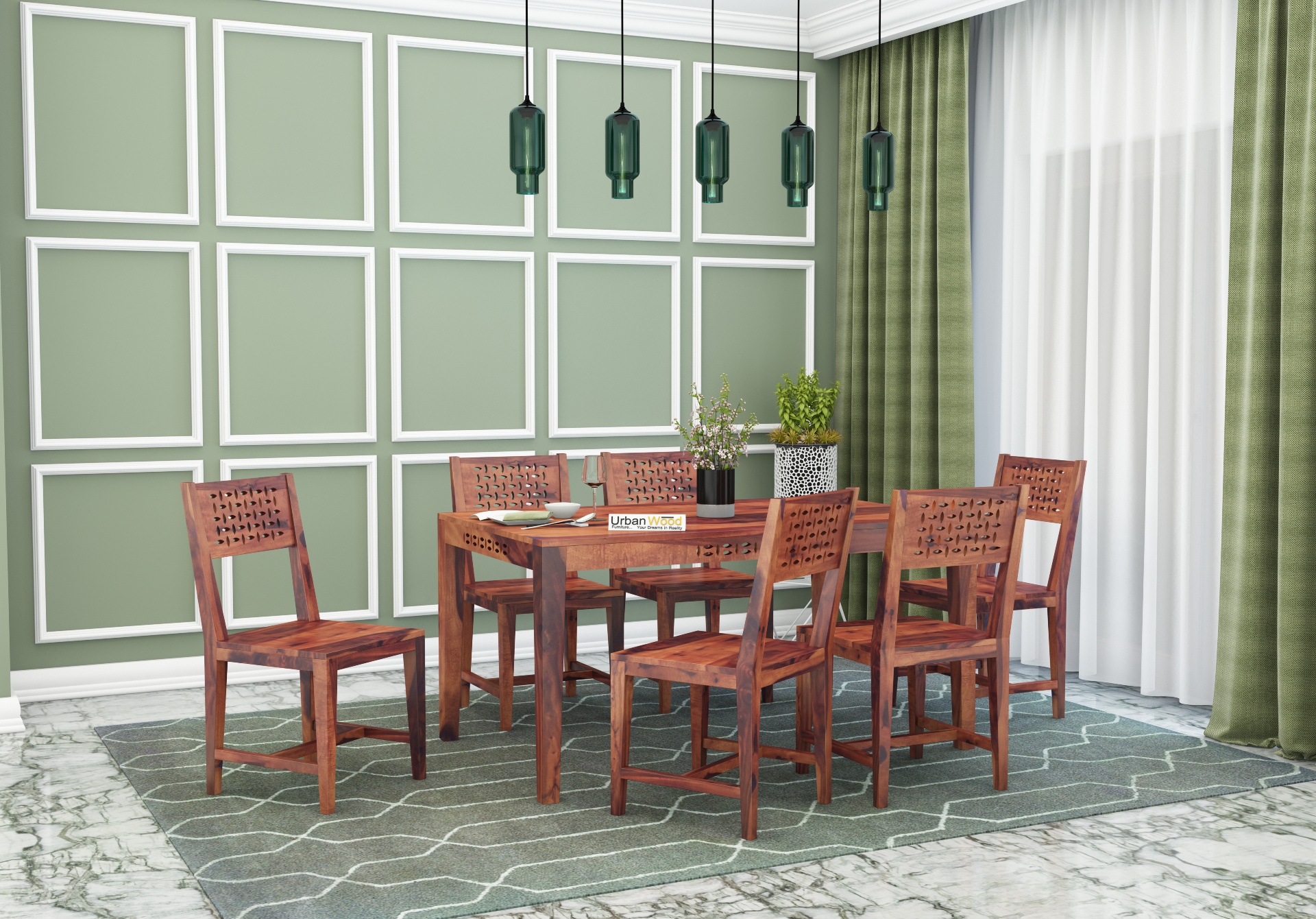 Woodora 6-Seater Dining Set ( Teak Finish )
