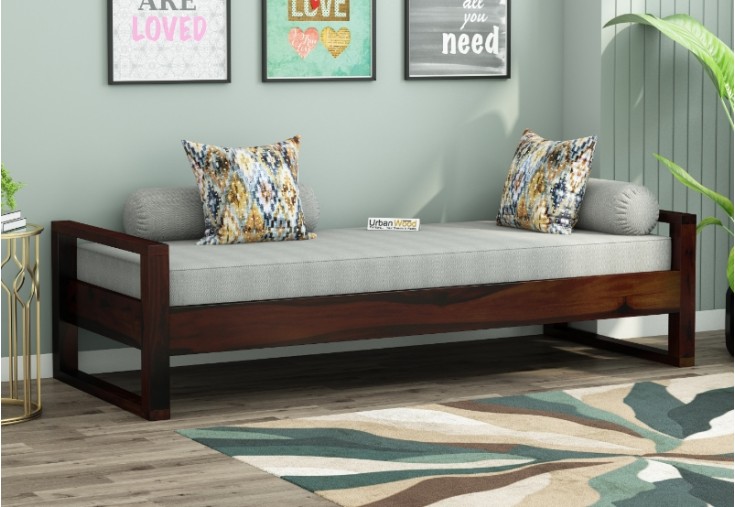 Ara Wooden Diwan Bed (Walnut Finish)